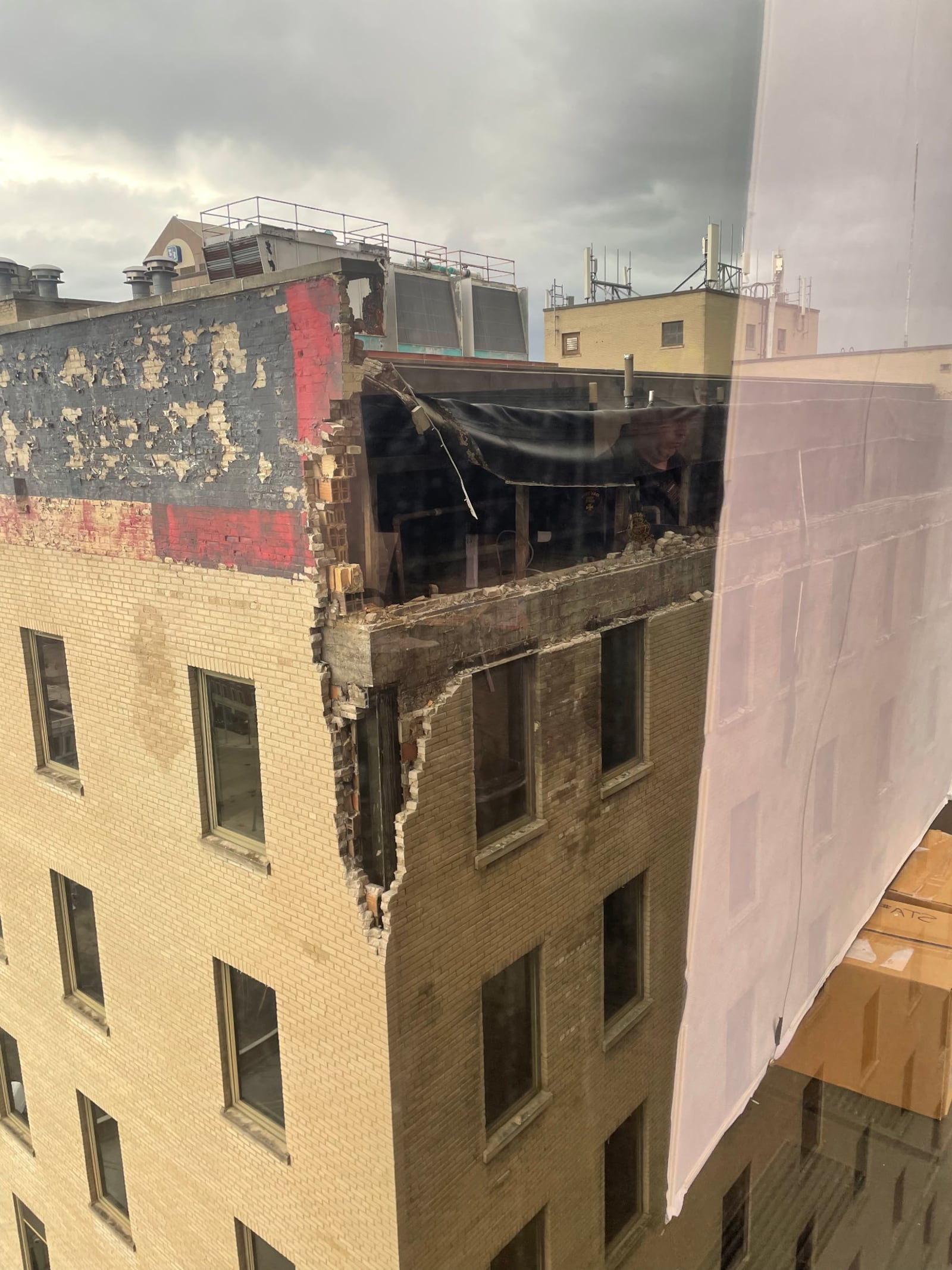 Police and fire are on scene for a building that has part of it crumbling. Emergency crews were dispatched at 1:58 p.m. Saturday, March 15, 2025, for a fire alarm. PROVIDED