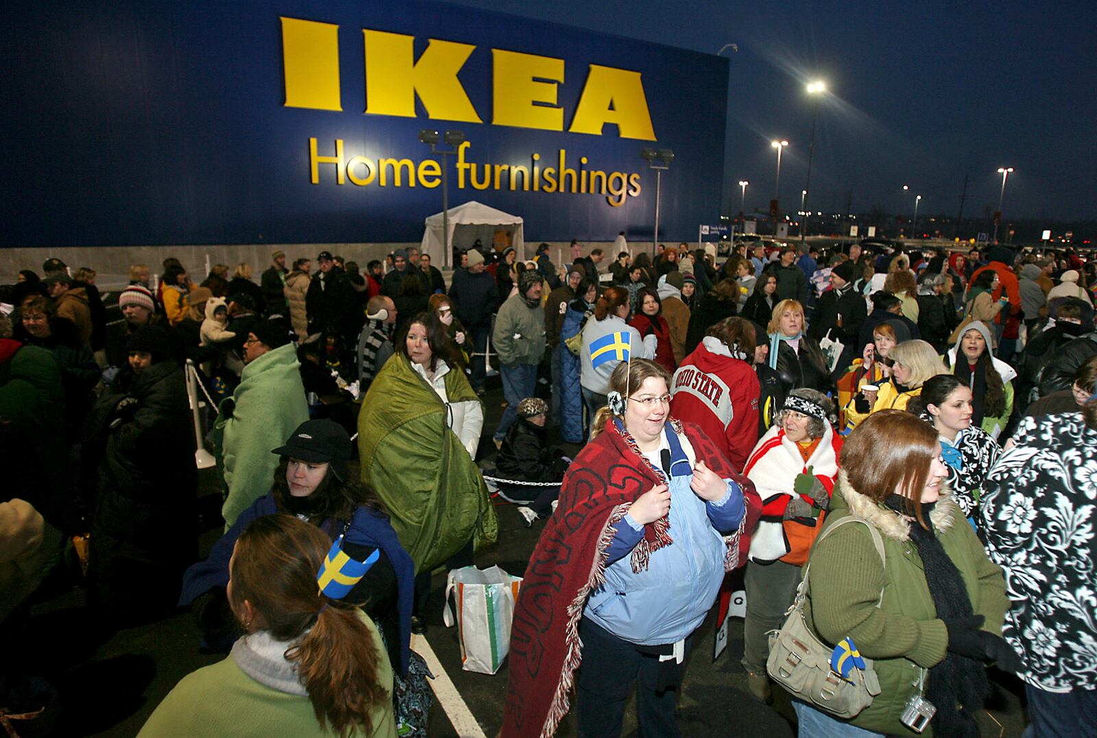 IKEA fans wait outside for the grand opening of the store Wednesday morning, March 12, 2008. GREG LYNCH / STAFF