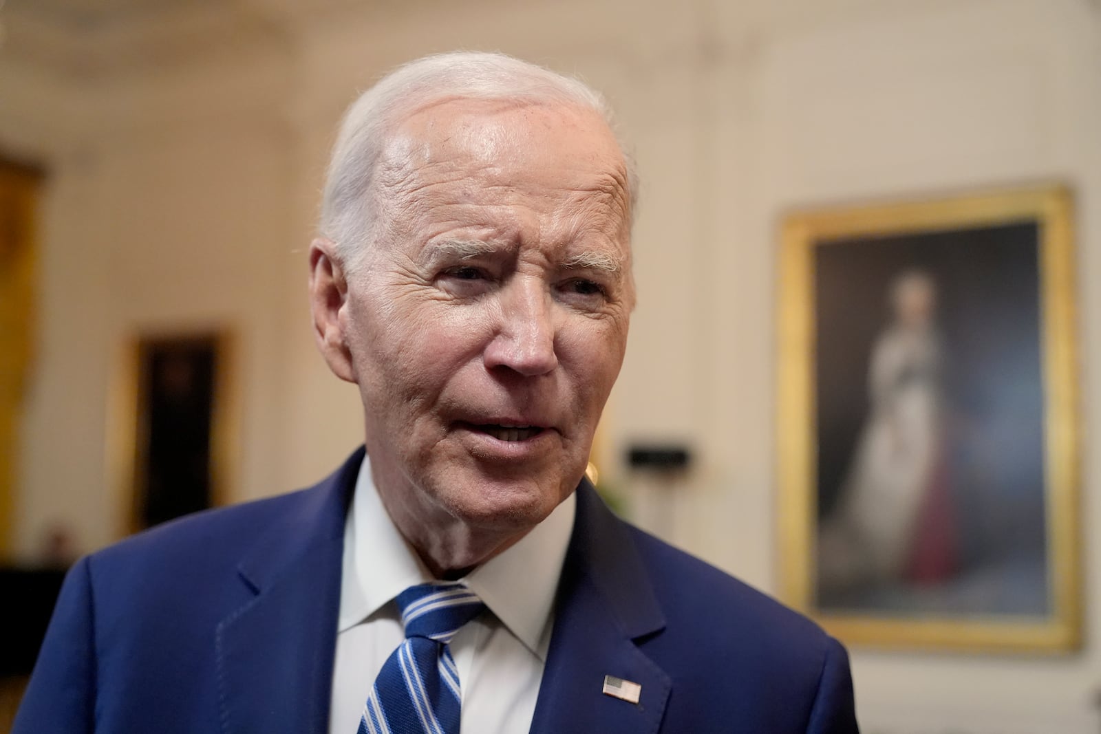 President Joe Biden speaks with reporters after signing the Social Security Fairness Act in the East Room of the White House, Sunday, Jan. 5, 2025, in Washington. (AP Photo/Manuel Balce Ceneta)