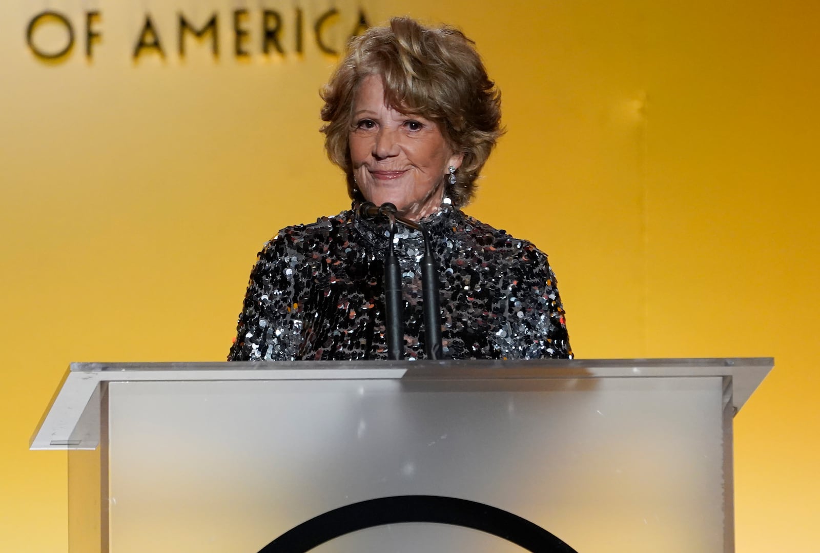 FILE - Linda Lavin speaks at the 33rd annual Producers Guild Awards, March 19, 2022, at the Fairmont Century Plaza Hotel in Los Angeles. (AP Photo/Chris Pizzello, File)