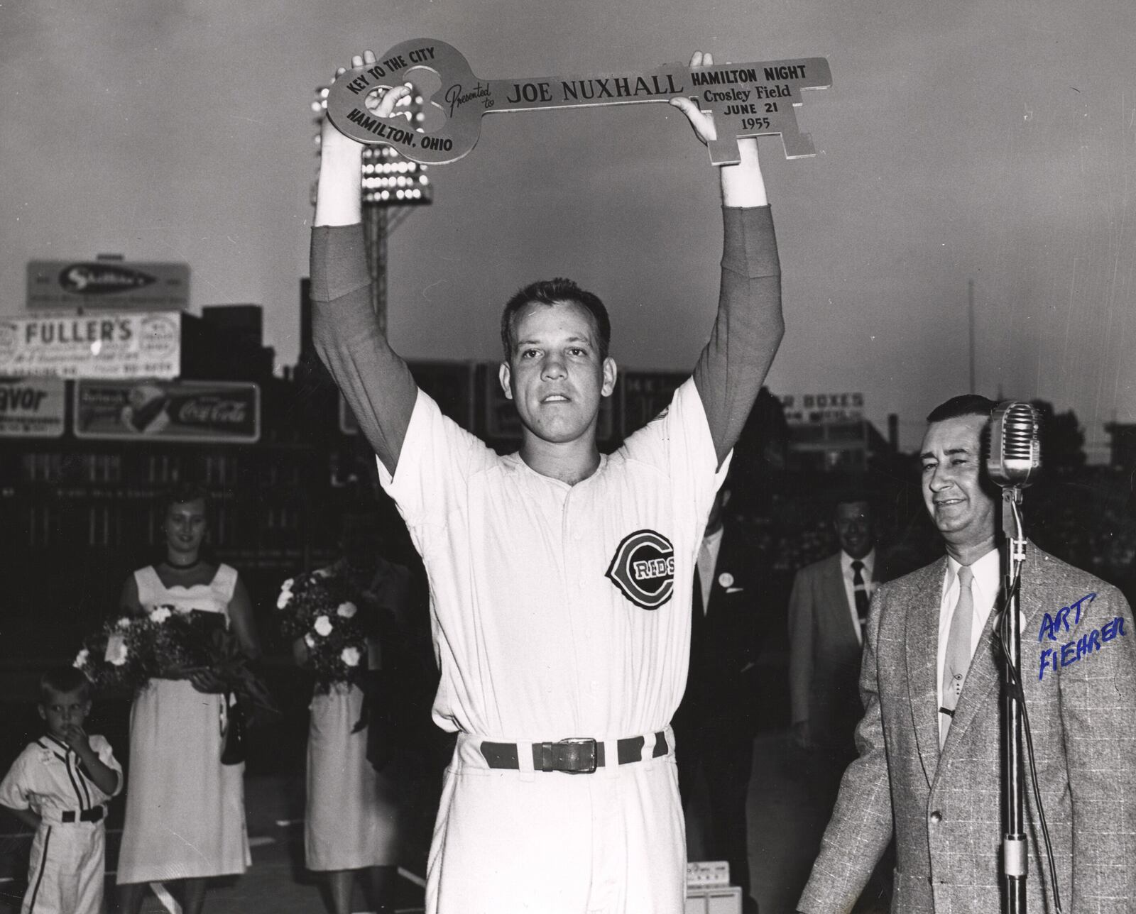 Joe Nuxhall, Hamilton Night at Crosley Field in 1955. Photo courtesy of the Nuxhall family.