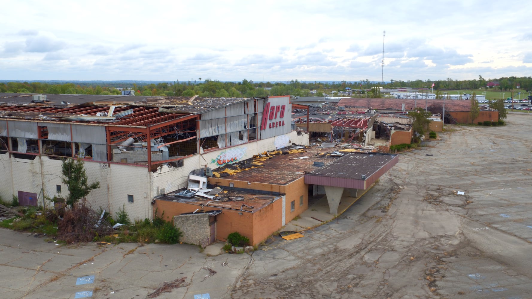 PHOTOS: What tornado-damaged Hara Arena looks like from above