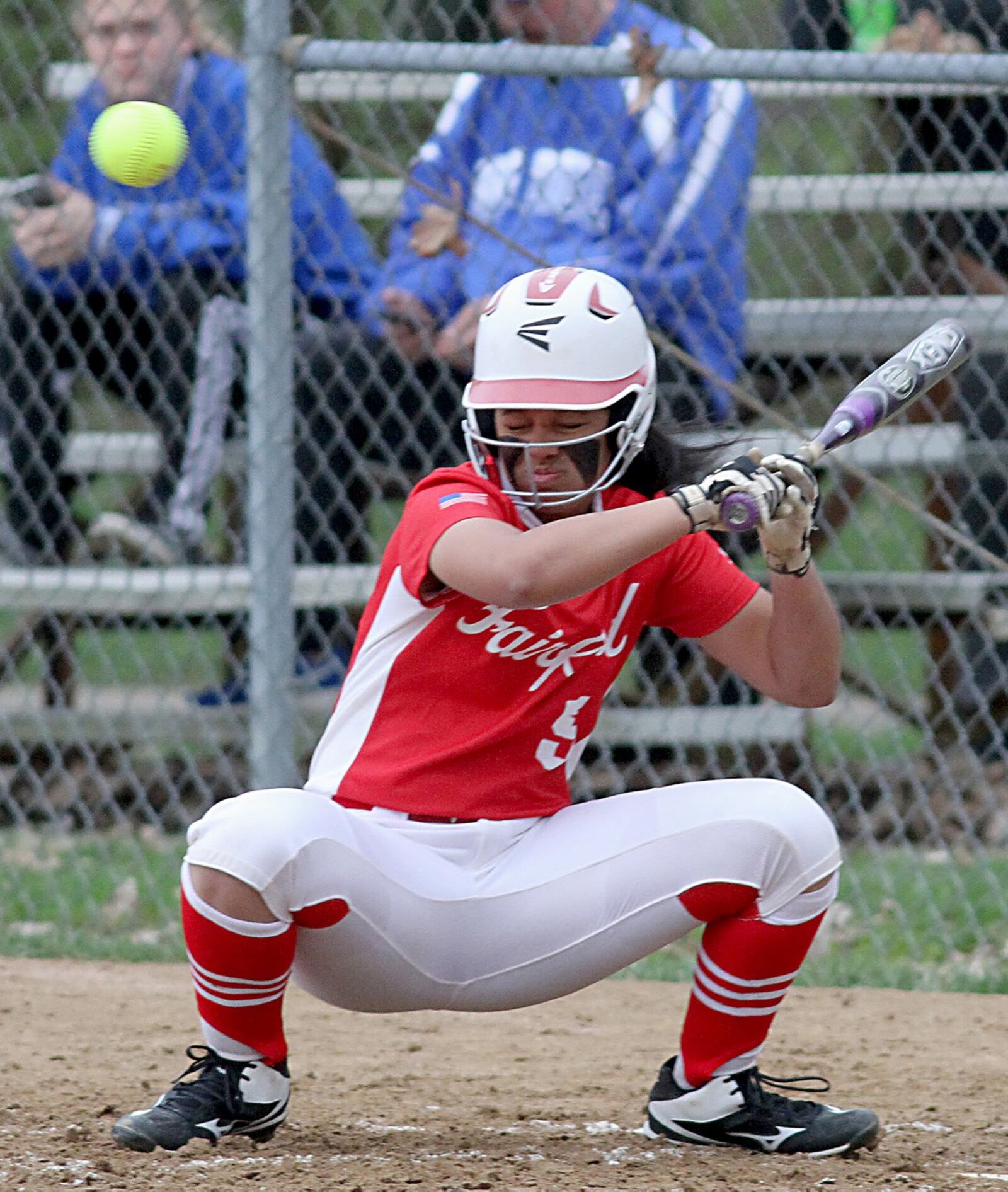 Fairfield’s Rhiana Hubbard ducks under a high Sycamore pitch Tuesday at Fairfield Middle School. CONTRIBUTED PHOTO BY E.L. HUBBARD