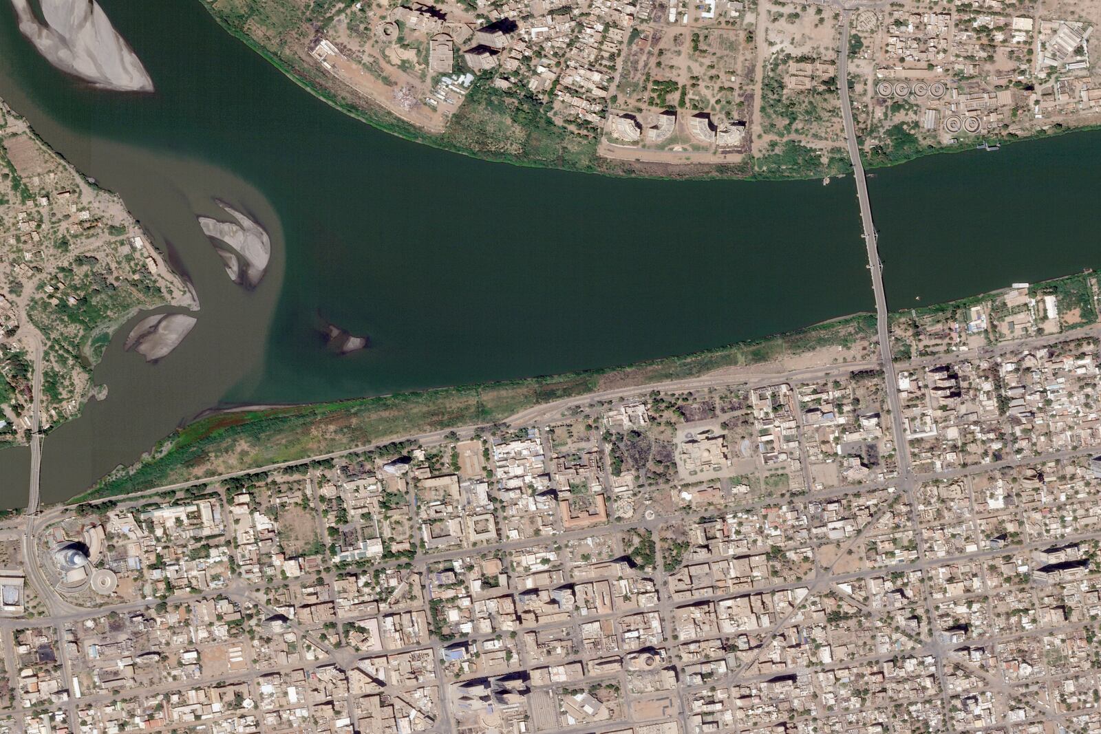 This satellite picture from Planet Labs PBC shows the Republican Palace, center, in Khartoum, Sudan, March 15, 2025 (Planet Labs PBC via AP)