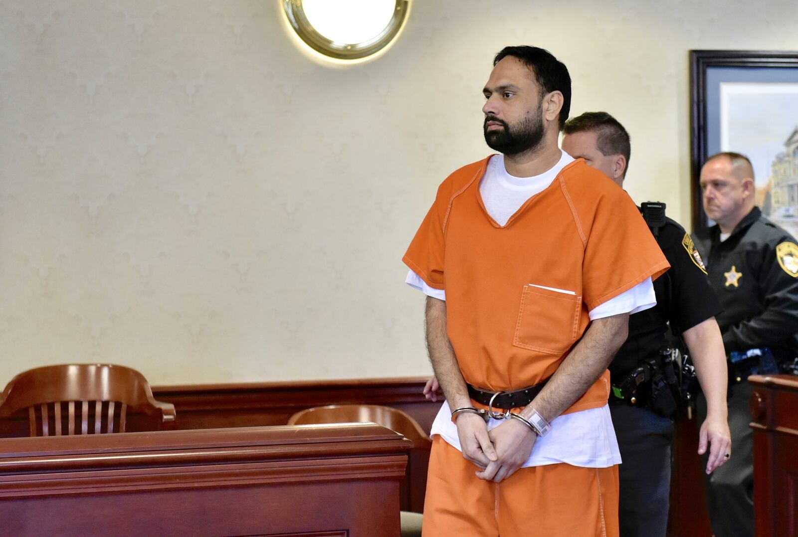 Gurpreet Singh, who is charged with killing four members of his family in West Chester Township, appeared for a pre-trial hearing in Butler County Common Pleas Court Thursday morning, Oct. 10, 2019 in Hamilton. NICK GRAHAM/STAFF