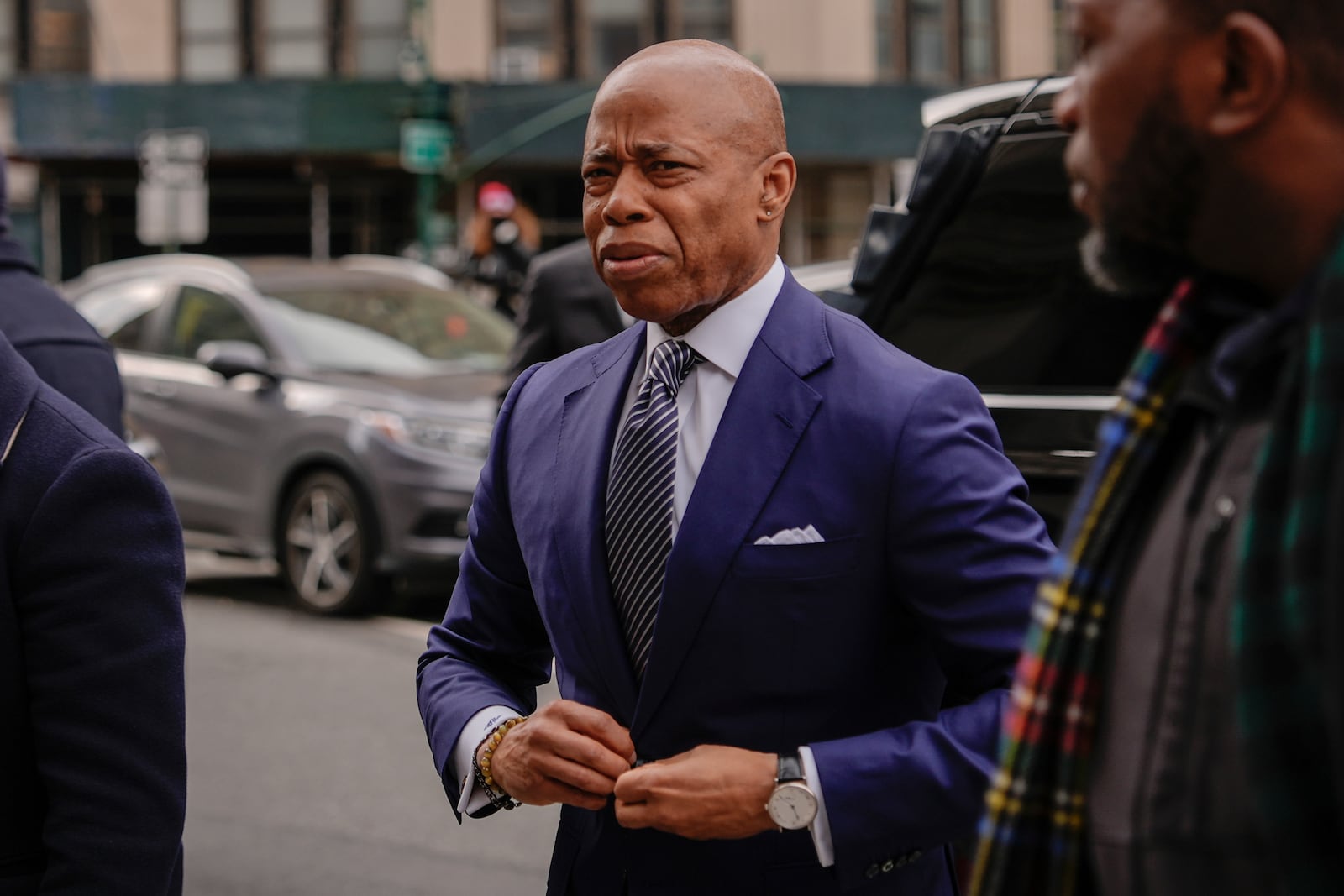 New York City Mayor Eric Adams arrives to court, Wednesday, Feb. 19, 2025, in New York. (AP Photo/Julia Demaree Nikhinson)