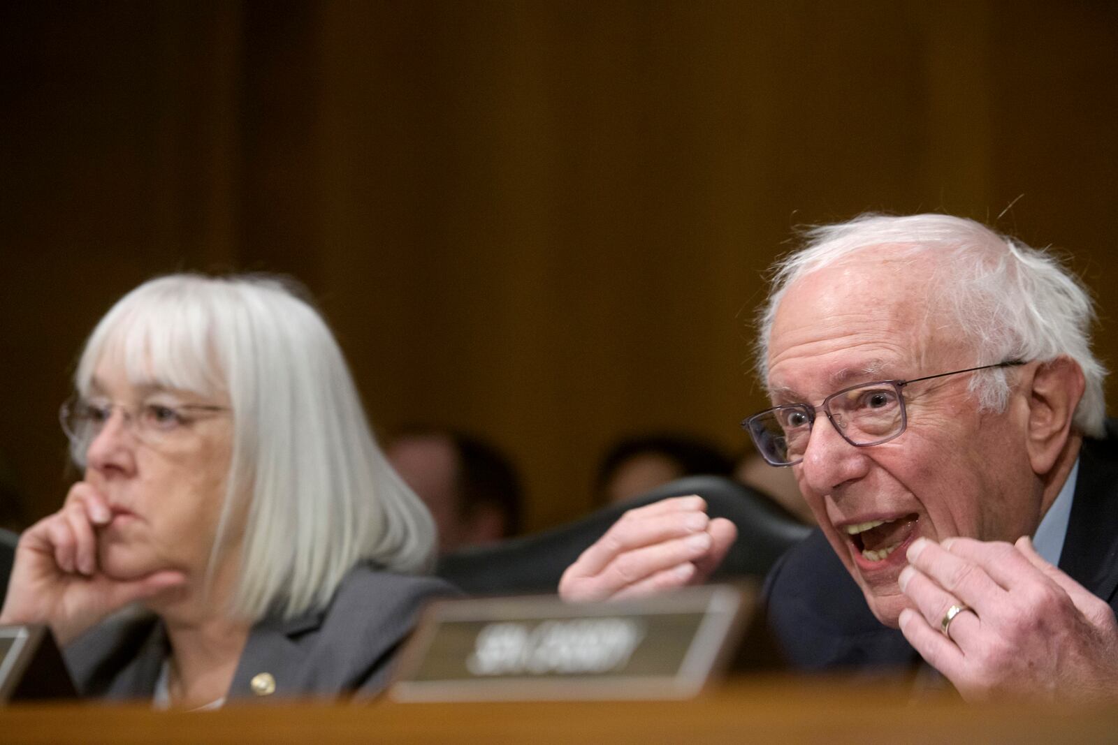 Committee Ranking Member Sen. Bernie Sanders, I-Vt., right, questions Robert F. Kennedy, Jr., President Trump's nominee to serve as Secretary of Health and Human Services, during a Senate Committee on Health, Education, Labor and Pensions hearing for his pending confirmation on Capitol Hill, Thursday, Jan. 30, 2025, in Washington. (AP Photo/Rod Lamkey, Jr.)