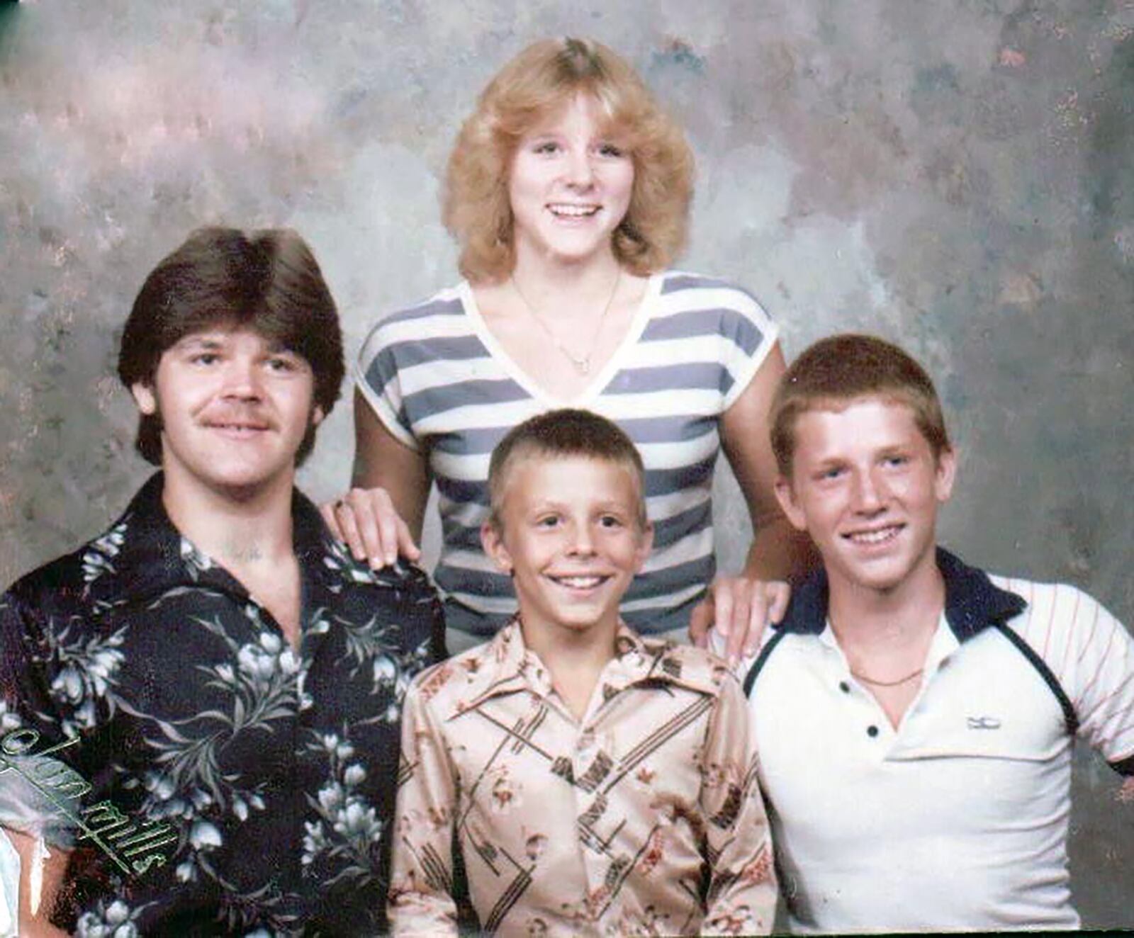 Morrow (top center) with her best friend Danny Aleshire and brothers Bo and Charlie Mitchell in 1980.