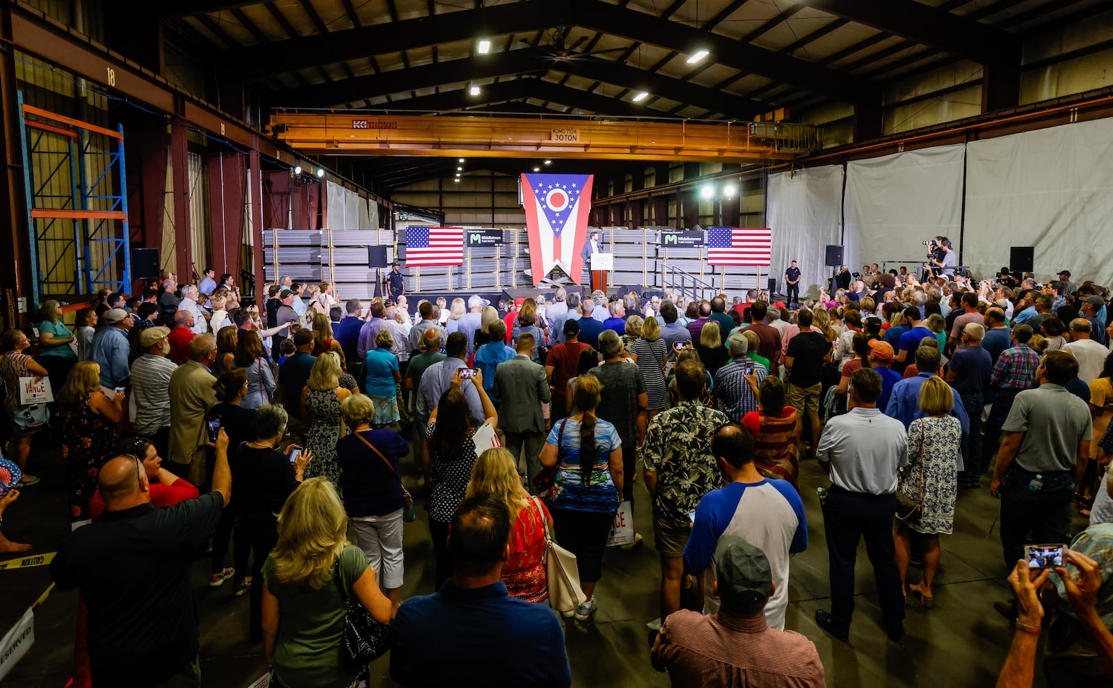 Middletown native J.D. Vance announced his bid for U.S. Senate during an event at Middletown Tube Works with over 400 people in attendance Thursday, July 1, 2021 in Middletown. NICK GRAHAM / STAFF