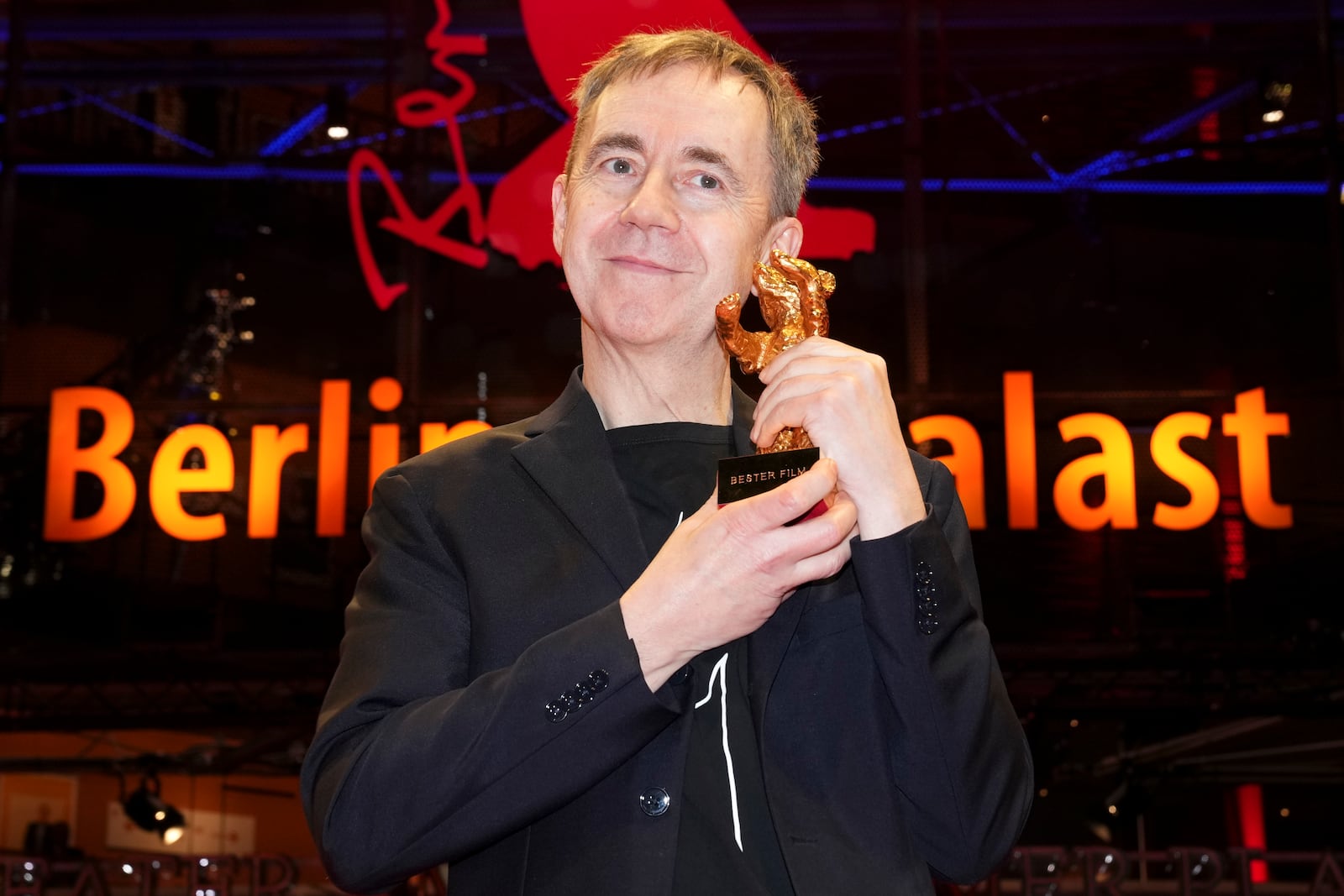 Dag Johan Haugerud, winner of the Golden Bear for best film for 'Dreams (Sex Love)', poses for photographers at the winners photo call during the International Film Festival, Berlinale, in Berlin, Saturday, Feb. 22, 2025. (Photo by Scott A Garfitt/Invision/AP).