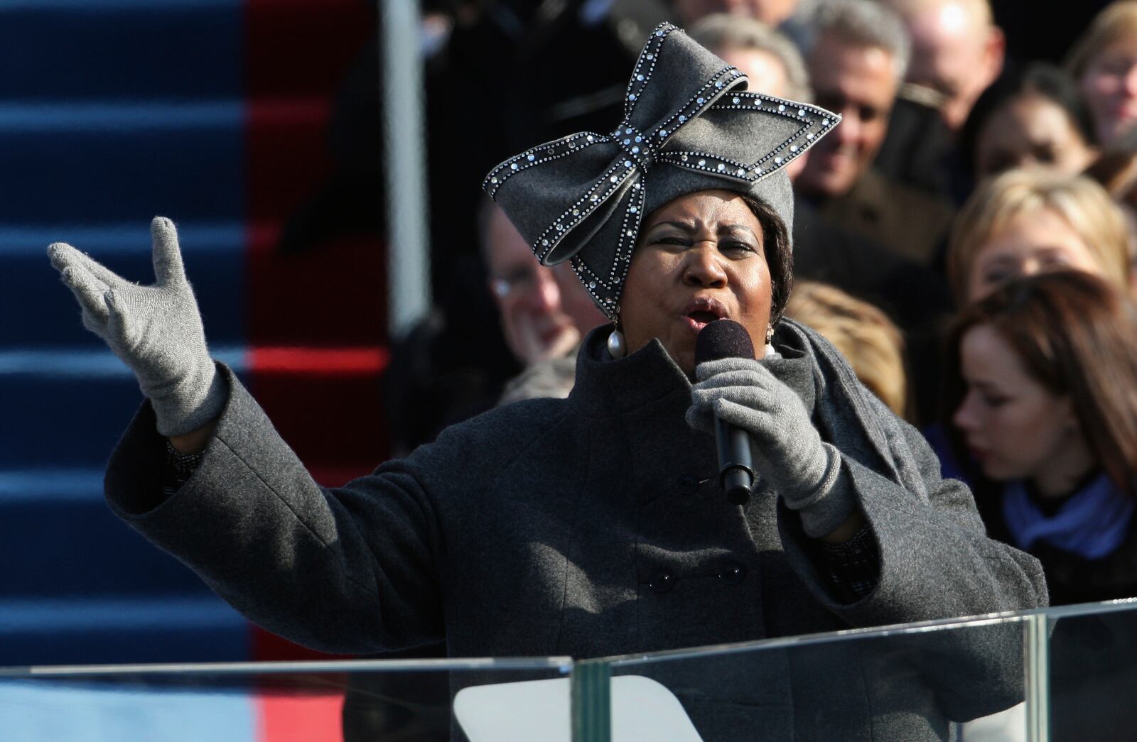 FILE - Aretha Franklin performs at the inauguration for President Barack Obama at the U.S. Capitol in Washington, Jan. 20, 2009. (AP Photo/Ron Edmonds, File)