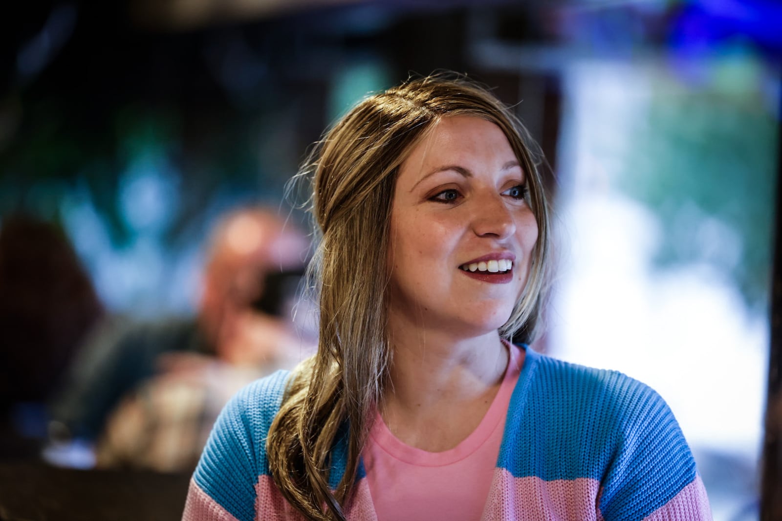 Lauren Luckoski, a Miamisburg High School English teacher, is a breast cancer survivor. She was diagnosed at 33 years old and treated at the Kettering Health Cancer Center. JIM NOELKER/STAFF