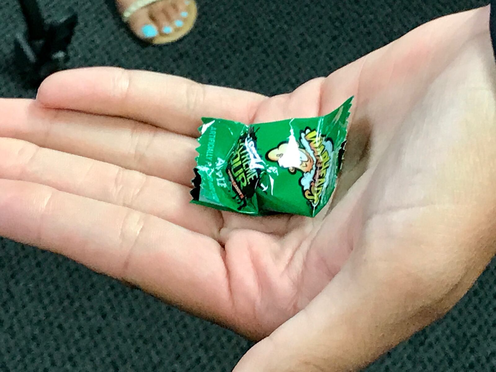 A piece of candy that 8-year-old Madelynn Kurtz choked on while leaving a local movie theater.