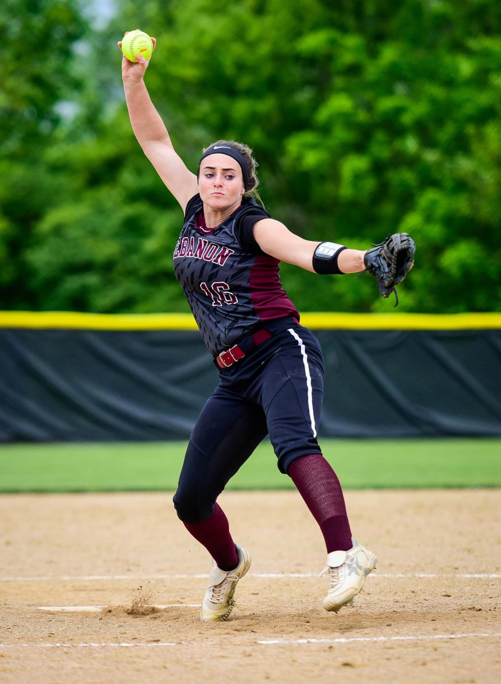 Lebanon's Taylor Lewis delivers a pitch during Wednesday’s Division I regional semifinal against Lakota West at Centerville. NICK GRAHAM/STAFF