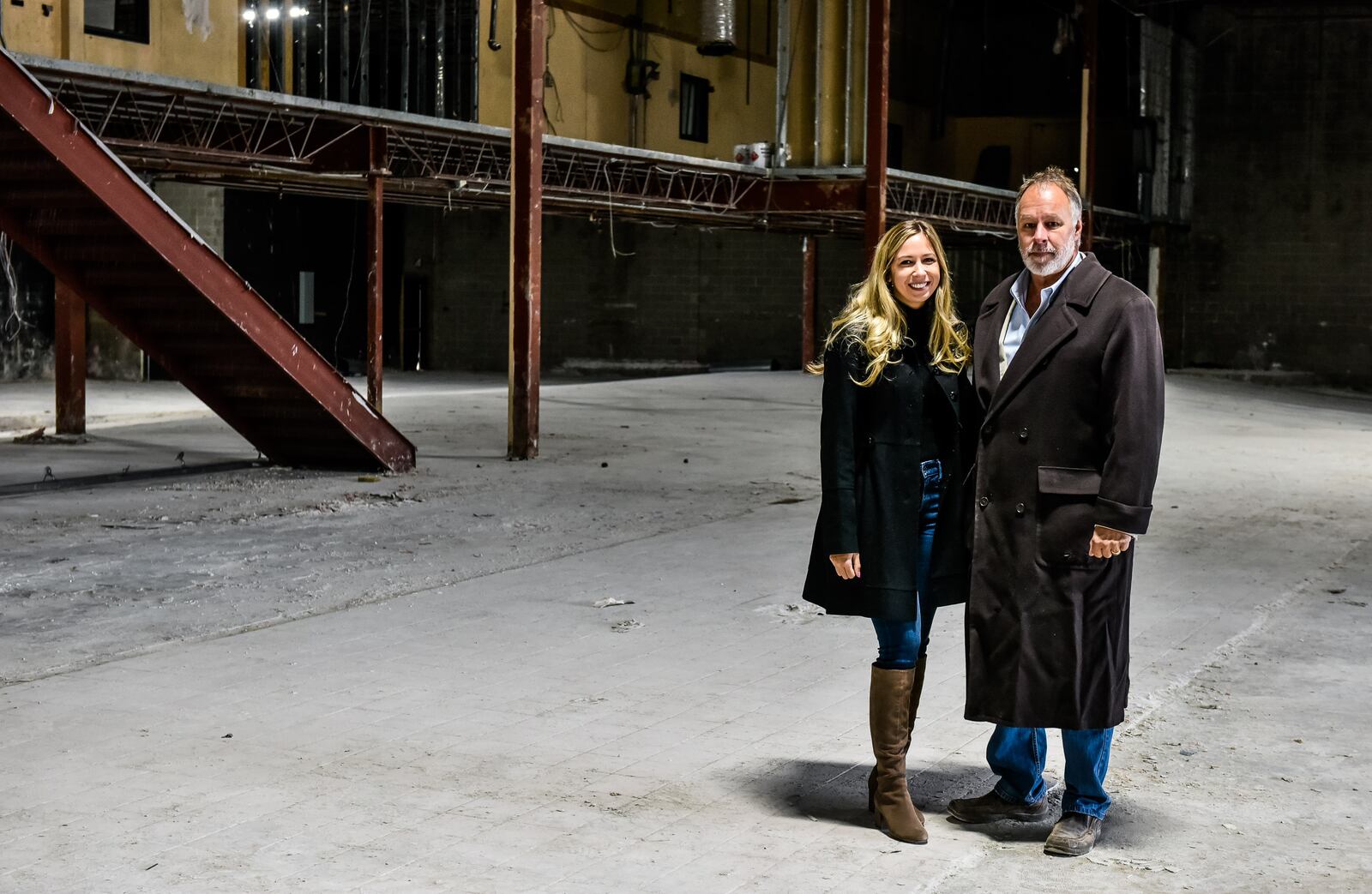 Scott Helton has purchased and gutted the former movie theater on NW Washington Boulevard in Hamilton with hopes of turning it into some type of entertainment venue, possibly finding a brewery or restaurants to occupy some of the 24,000 sq. ft. building. Scott's daughter, Taylor Helton, is director of sales and marketing for the property. NICK GRAHAM/ STAFF