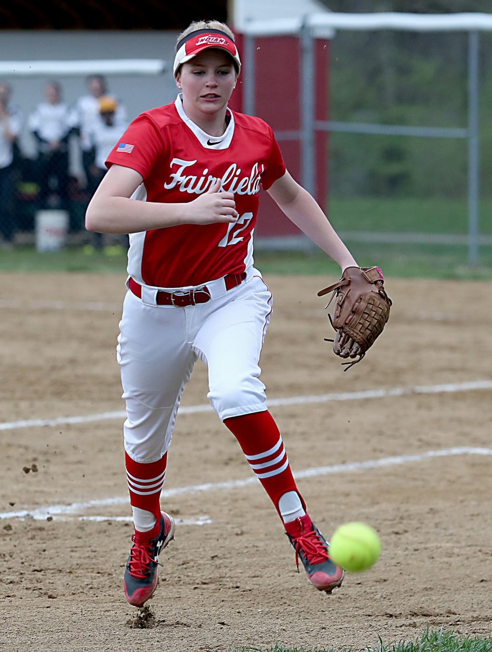 Fairfield third baseman Lindsey Mitchell chases after a Sycamore foul ball during Tuesday’s game at Fairfield Middle School. CONTRIBUTED PHOTO BY E.L. HUBBARD