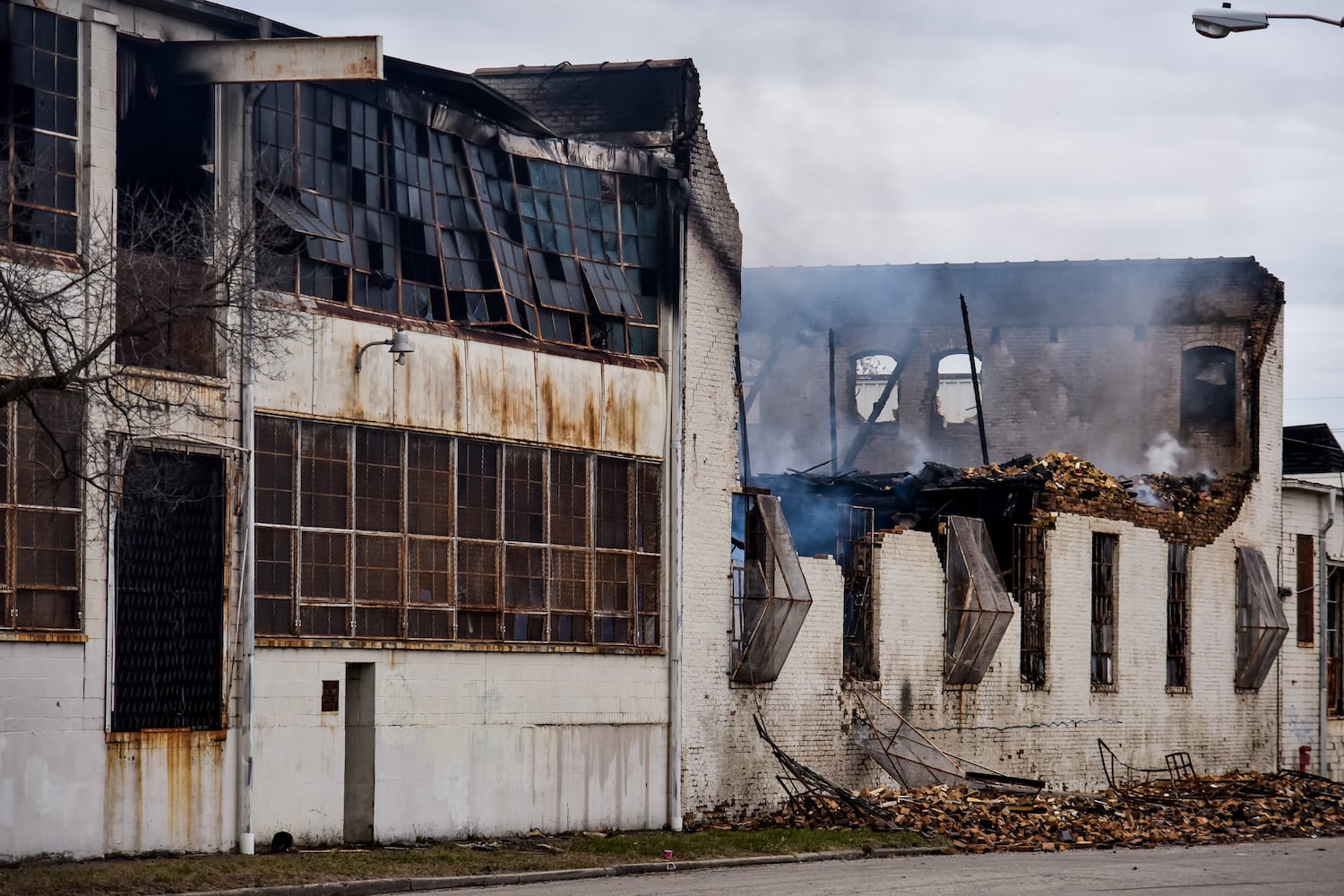 Aftermath of vacant warehouse fire in Middletown