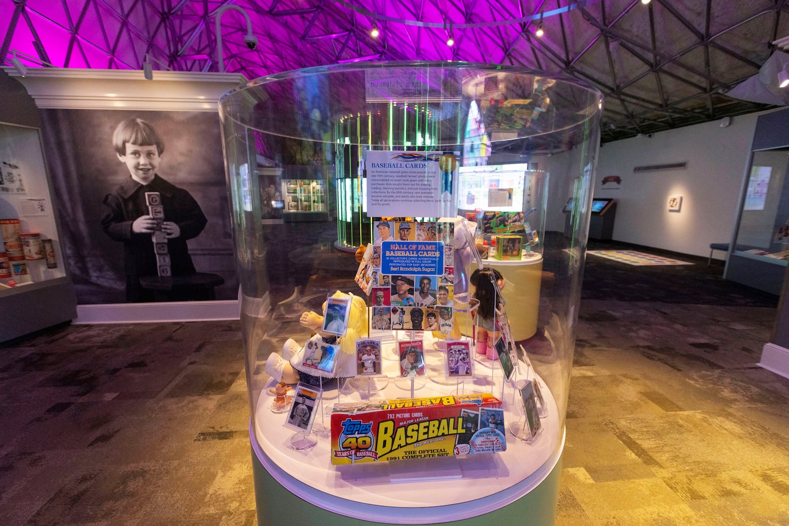 A display of baseball cards inside of the Toy Hall of Fame at The Strong National Museum of Play, Tuesday, Oct. 15, 2024, in Rochester, N.Y. (AP Photo/Lauren Petracca)