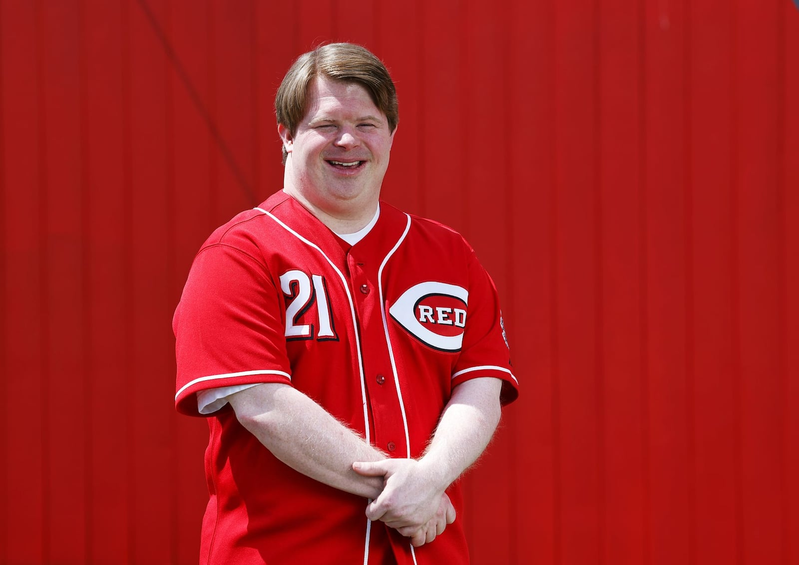 Teddy Kremer, the most famous Cincinnati Reds batboy, is the 2022 Nuxhall Humanitarian Award winner and will be honored at the 2022 Miracle Ball in late October. NICK GRAHAM/STAFF