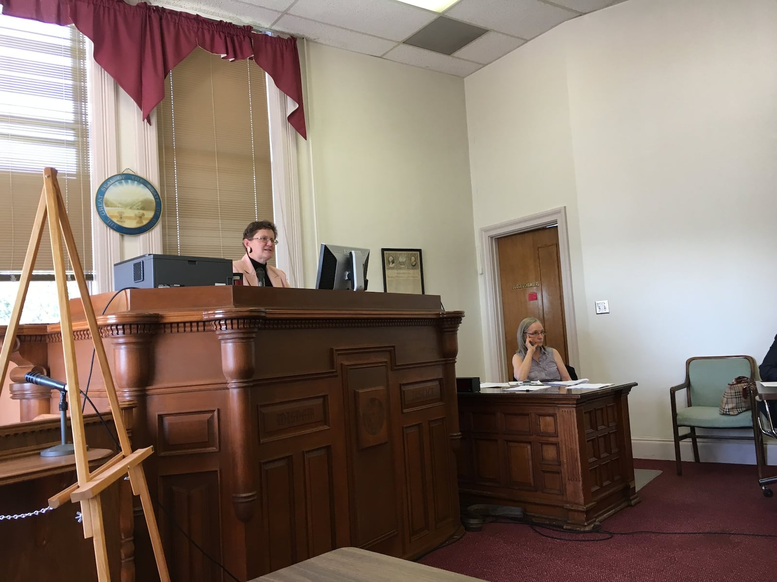 Butler County Magistrate Pat Wilkerson presides over the new Family Treatment Drug Court with program coordinator Jolynn Hurwitz in the Historic Courthouse in Hamilton.