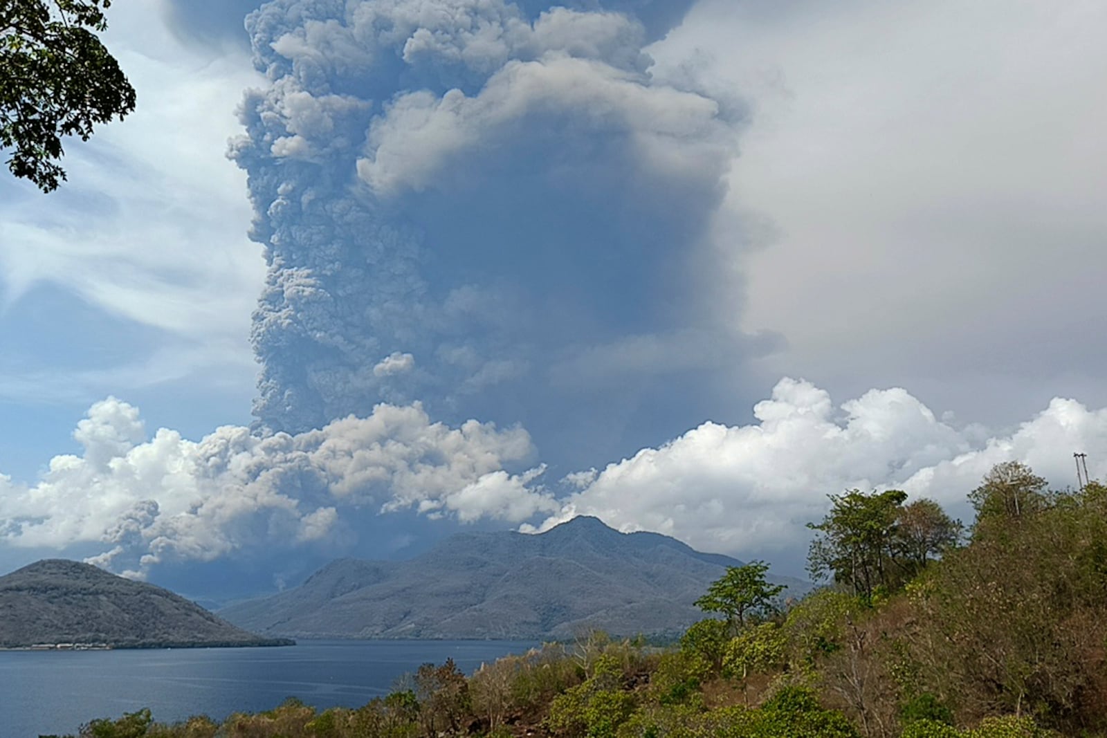 Mount Lewotobi Laki Laki spews volcanic material during an eruption in East Flores, Indonesia, Saturday Nov, 9, 2024. (AP Photo)