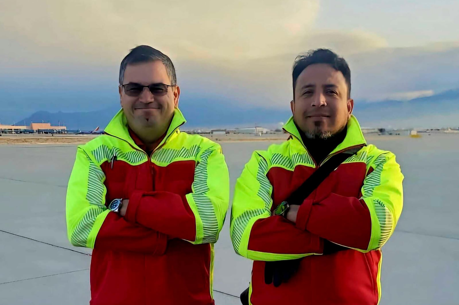 This image provided by Jet Rescue Air Ambulance shows Captain Alan Montoya Perales, left, and Co-Pilot Josue de Jesus Juarez Juarez, members of the Jet Rescue Air Ambulance team who died Friday, Jan. 31, 2025, when their plane crashed shortly after takeoff from an airport in Philadelphia. (Jet Rescue Air Ambulance via AP)