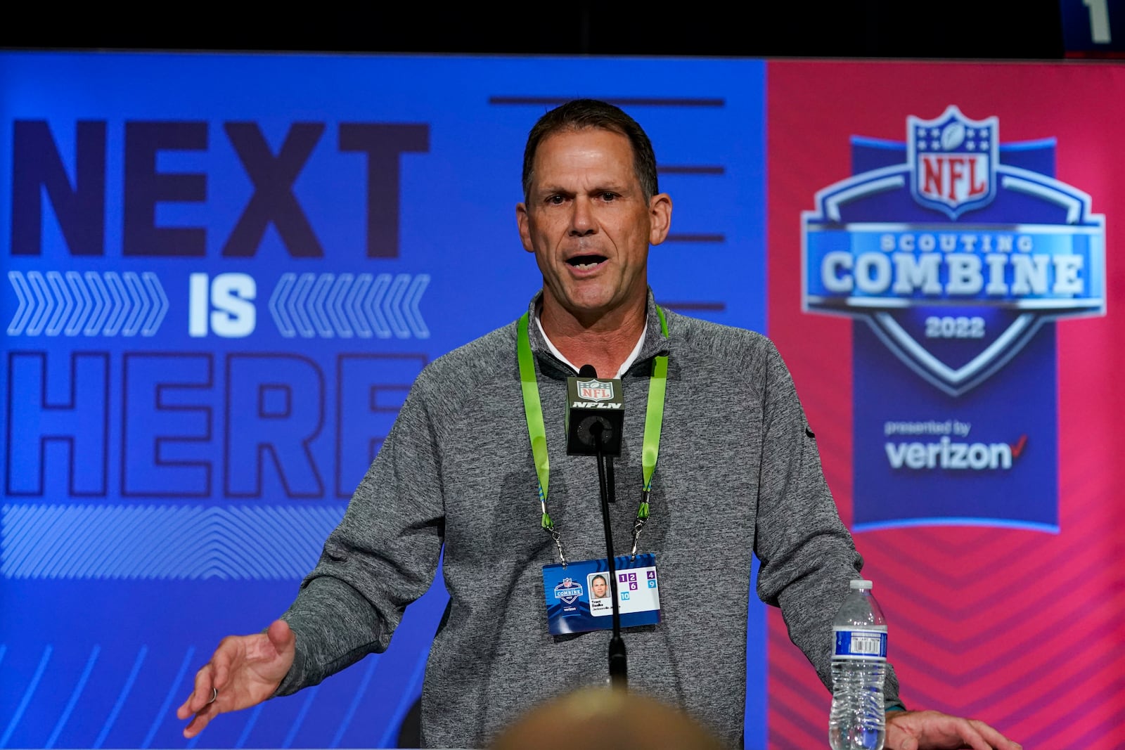 FILE - Jacksonville Jaguars general manager Trent Baalke speaks during a press conference at the NFL football scouting combine in Indianapolis, Tuesday, March 1, 2022. (AP Photo/Michael Conroy, File)