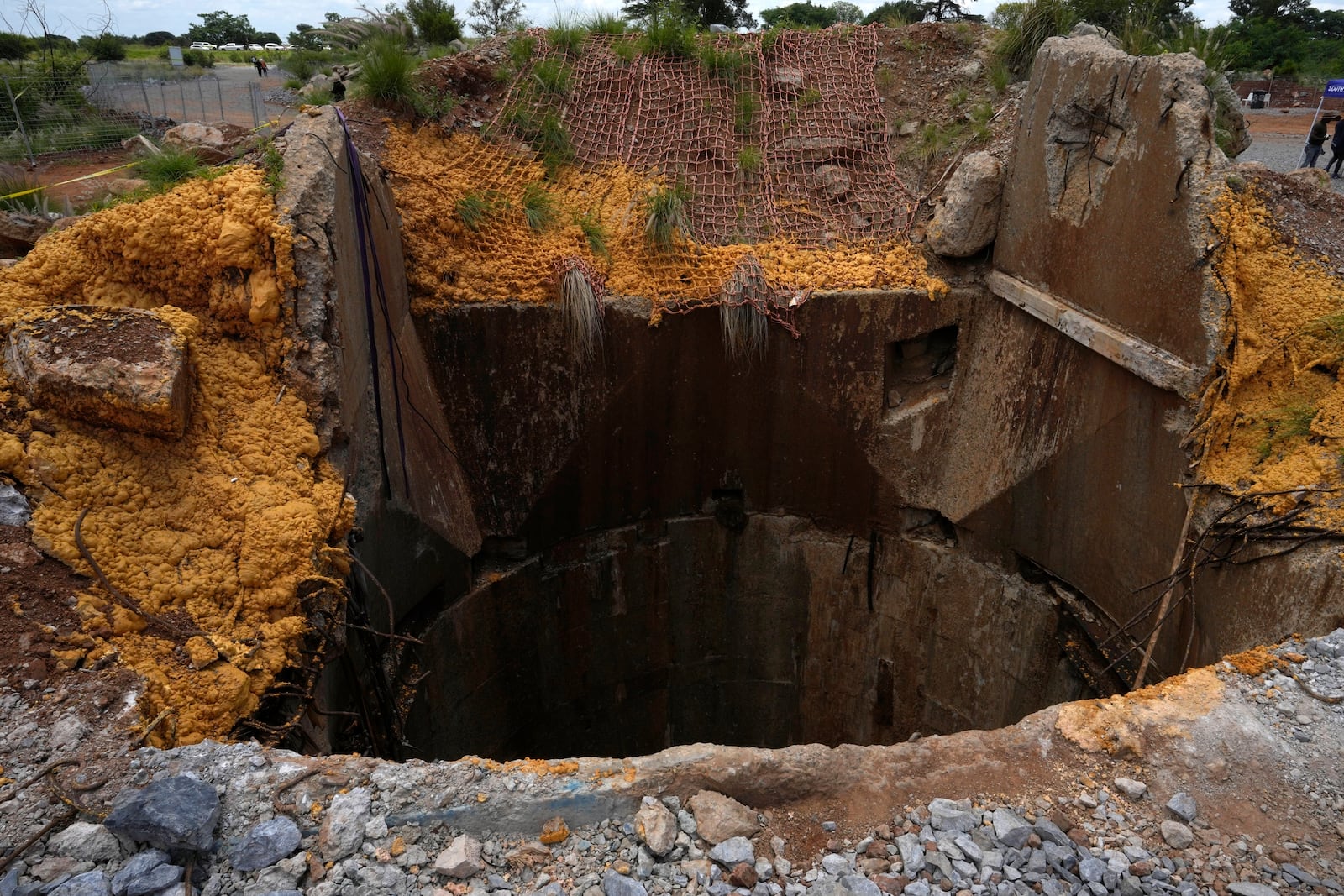 An abandoned gold mine, where miners were rescued from below ground, in Stilfontein, South Africa, Thursday, Jan. 16, 2025. (AP Photo/Themba Hadebe)