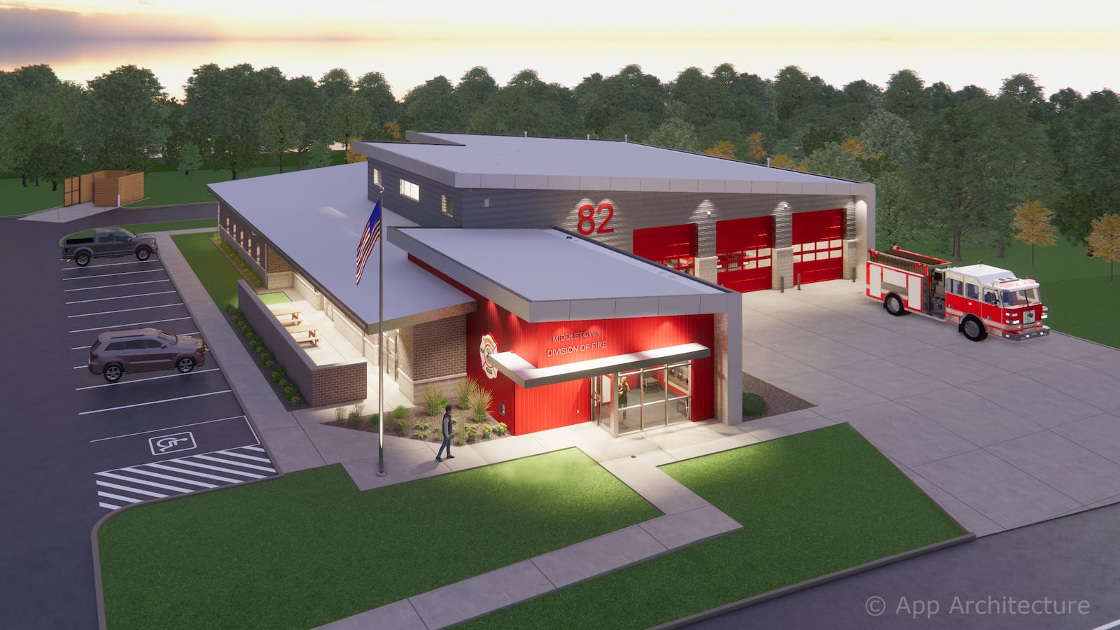 The city of Middletown held ia ground-breaking ceremony Monday for its Middletown Division of Fire headquarters. Construction is expected to be completed by November 2024. SUBMITTED DRAWING