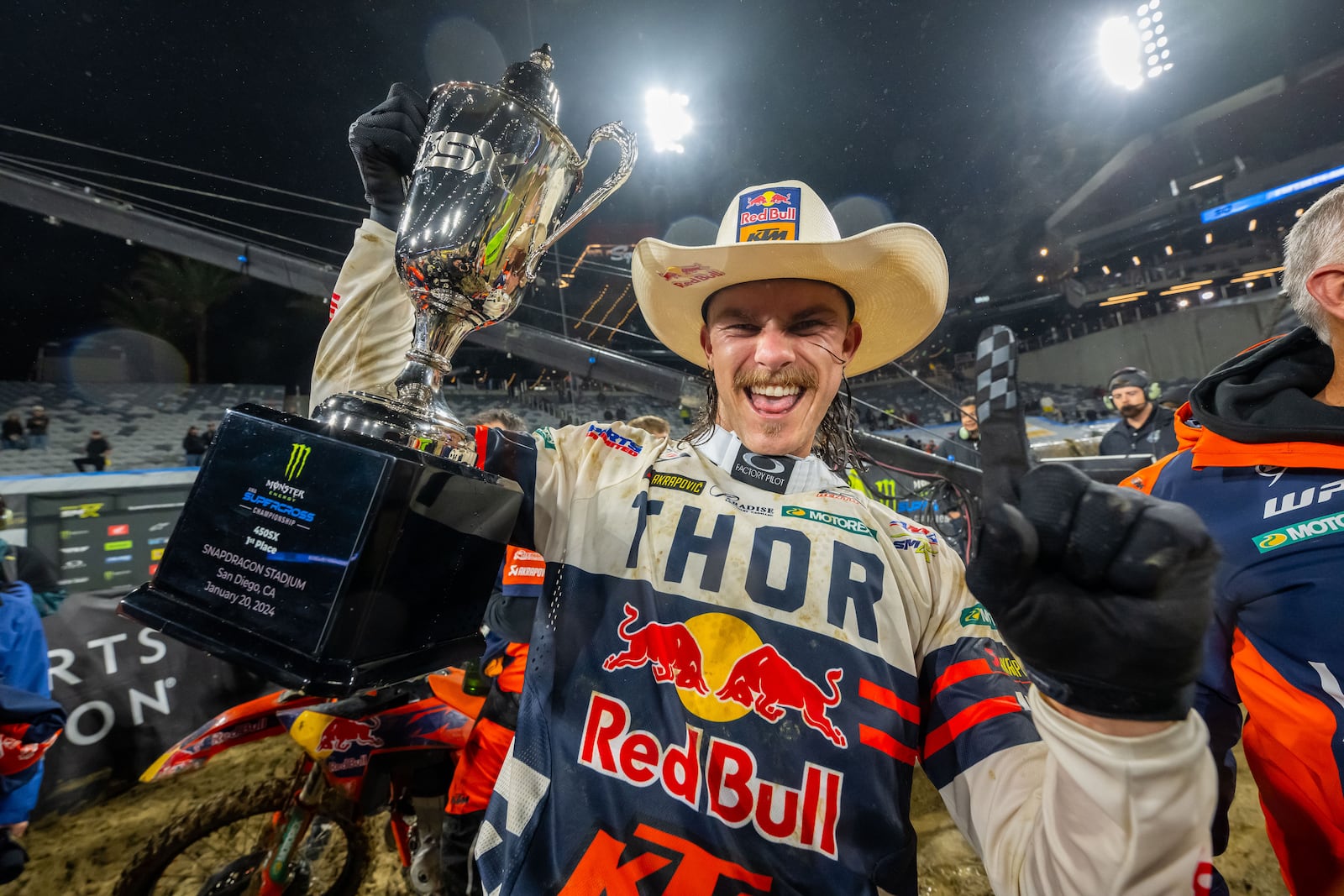 Hamilton native Aaron Plessinger won Round 3 of the Monster Energy AMA Supercross Championship on Saturday in San Diego, Calif. Photo courtesy of Feld Motor Sports, Inc.