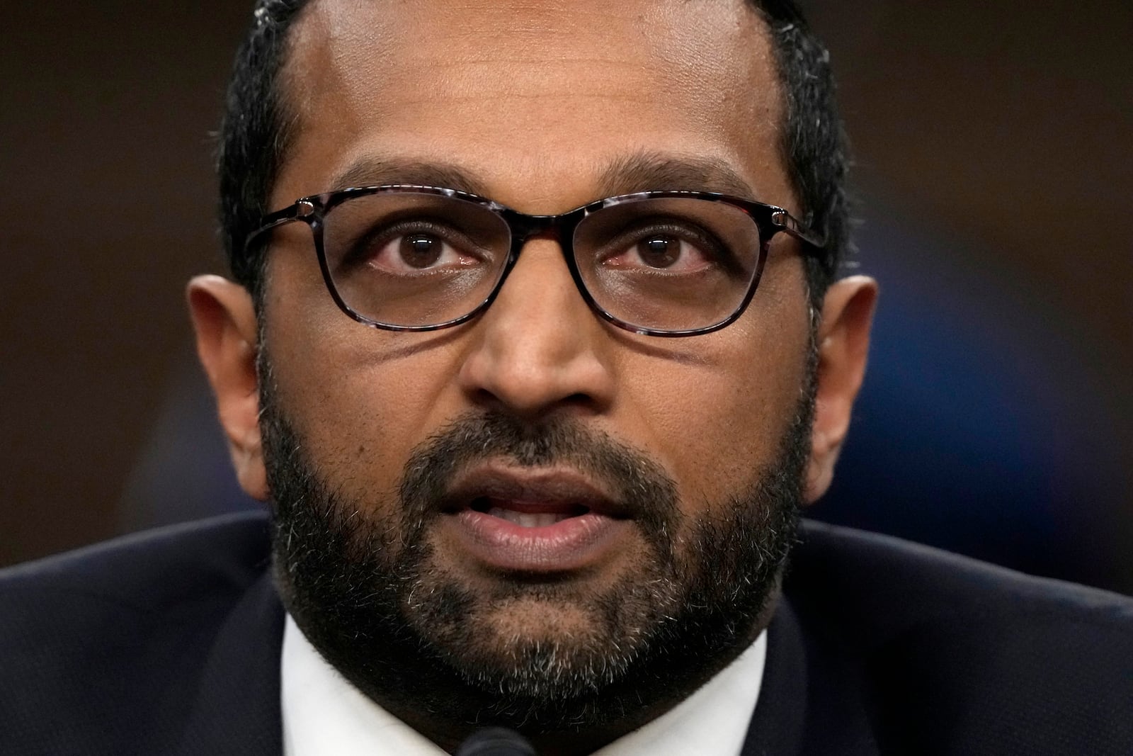 Kash Patel, President Donald Trump's choice to be director of the FBI, appears before the Senate Judiciary Committee for his confirmation hearing, at the Capitol in Washington, Thursday, Jan. 30, 2025. (AP Photo/Ben Curtis)