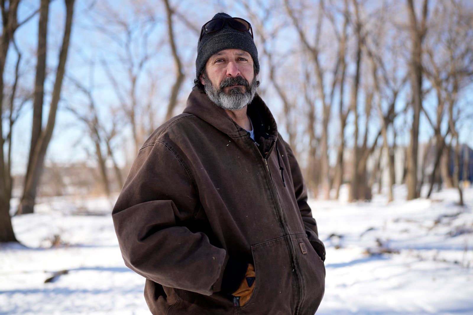 Eric Anderson poses for a photo, who was a biological science technician for the National Parks Service and he was fired last week in Chicago, Thursday, Feb. 20, 2025. (AP Photo/Nam Y. Huh)