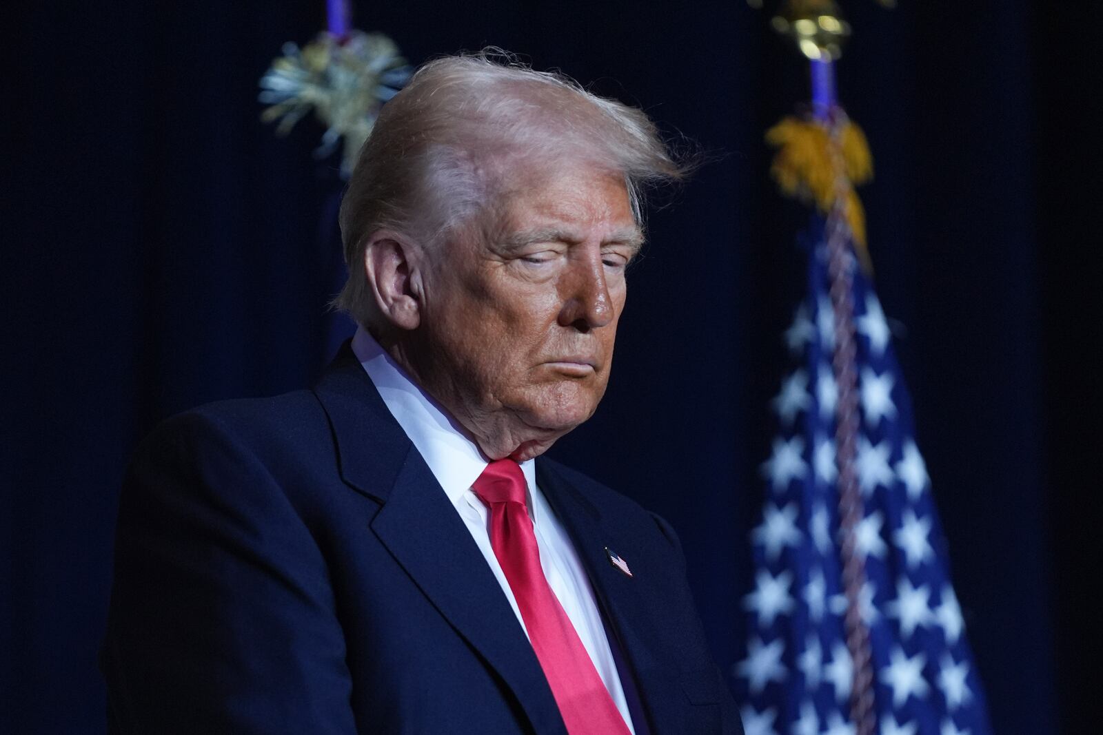 President Donald Trump attends the National Prayer Breakfast at Washington Hilton, Thursday, Feb. 6, 2025, in Washington. (AP Photo/Evan Vucci)