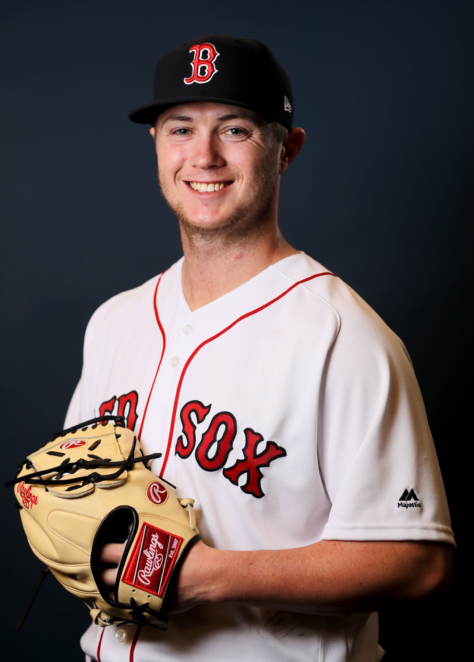 FORT MYERS, FLORIDA - FEBRUARY 19:  Travis Lakins #78 of the Boston Red Sox poses for a portrait during Boston Red Sox Photo Day at JetBlue Park at Fenway South on February 19, 2019 in Fort Myers, Florida. (Photo by Elsa/Getty Images)