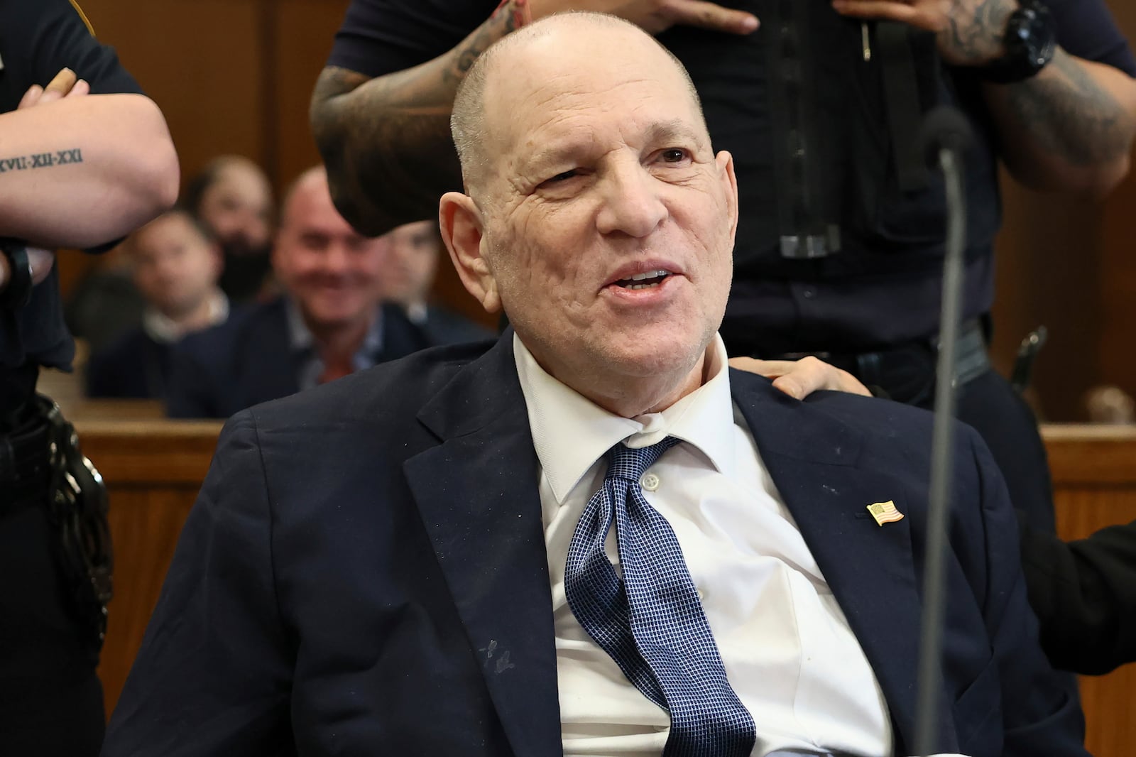 Harvey Weinstein appears for a pre-trial hearing at Manhattan Criminal Court on Wednesday, March 12, 2025 in New York. (Michael M. Santiago/Pool Photo via AP)