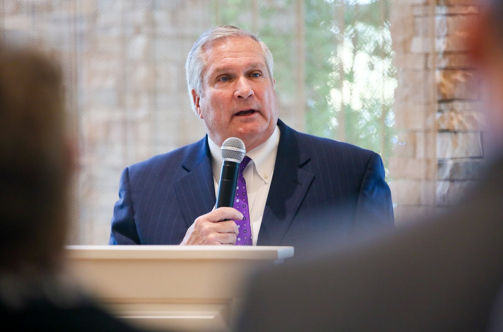 Jeff Thurman, President and Chief Executive Officer for Community First Solutions, makes his remarks during a ribbon cutting ceremony for Jamestowne, a new 42,000-square-foot medical building with 42 private rooms. The building, located in Hamilton, will offer rehabilitation health care with modern amenities. GREG LYNCH / STAFF