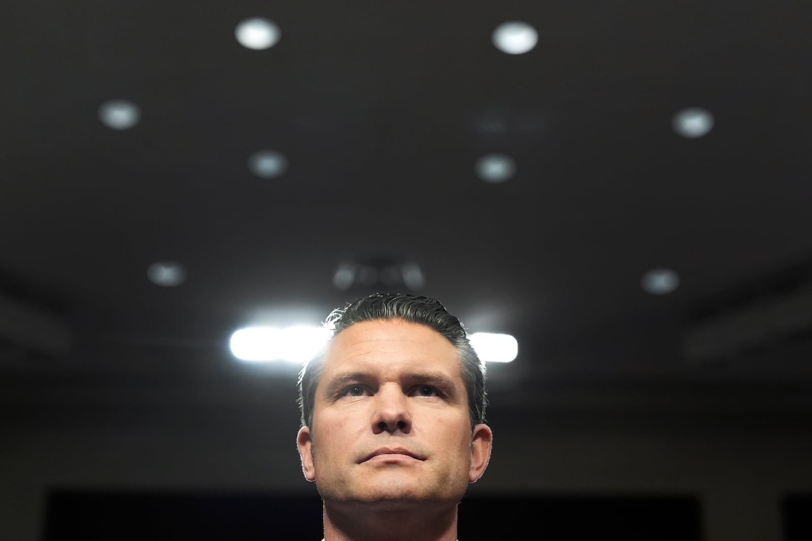 Pete Hegseth, President-elect Donald Trump's choice for defense secretary, appears before the Senate Armed Services Committee for his confirmation hearing, at the Capitol in Washington, Tuesday, Jan. 14, 2025. (AP Photo/Alex Brandon)