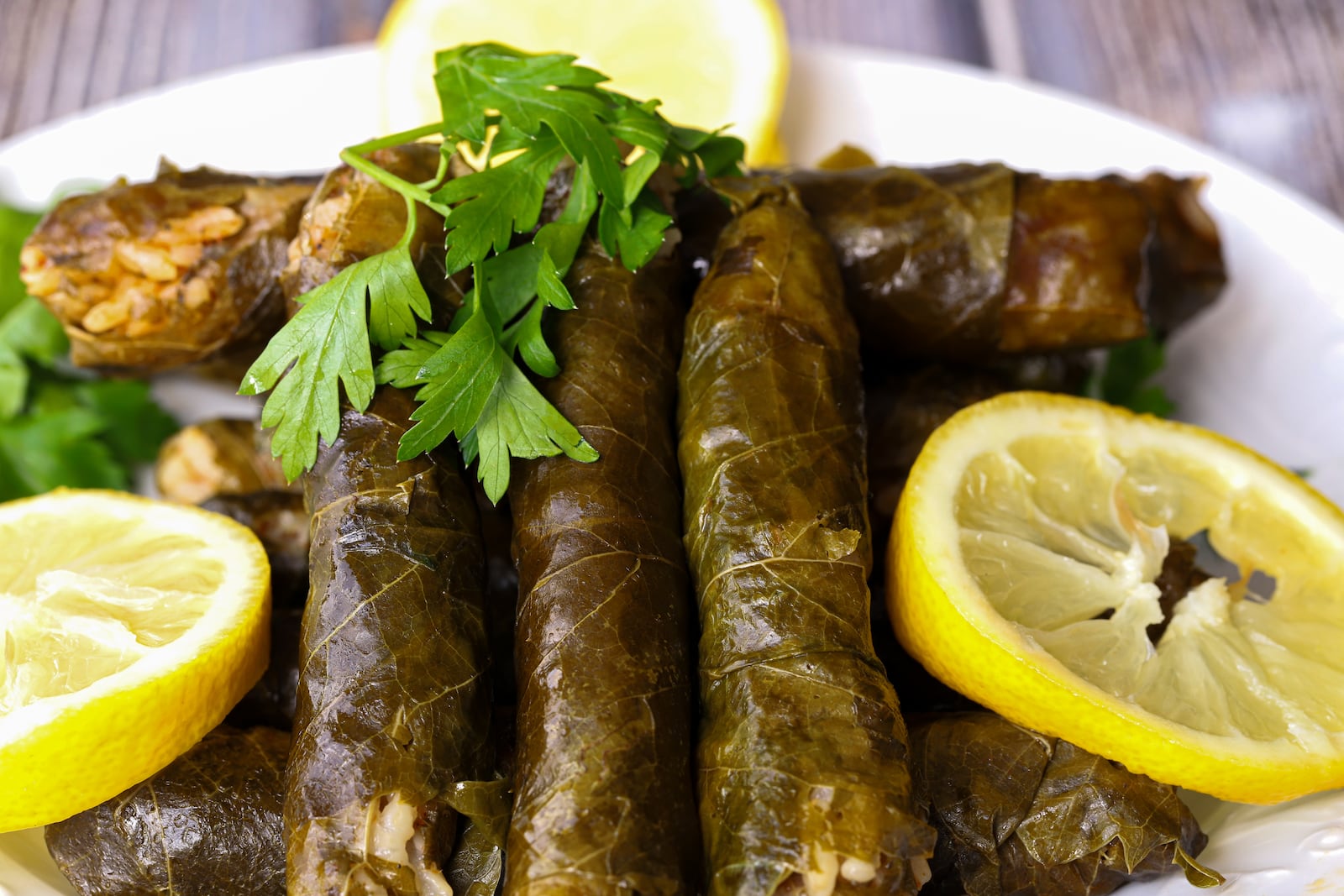 Dolmades, or stuffed grape leaves