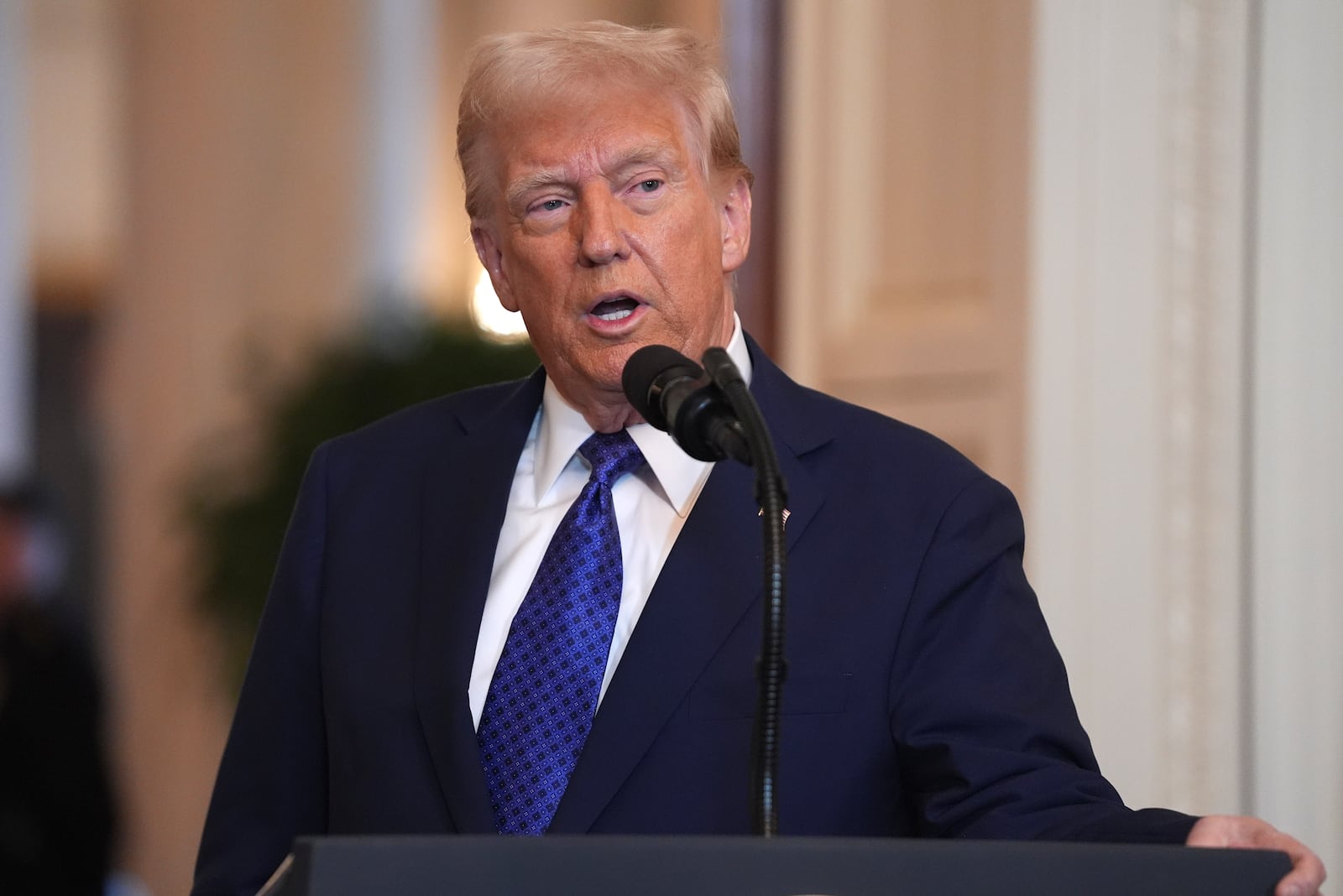 President Donald Trump speaks before signing the Laken Riley Act in the East Room of the White House, Wednesday, Jan. 29, 2025, in Washington. (AP Photo/Evan Vucc)