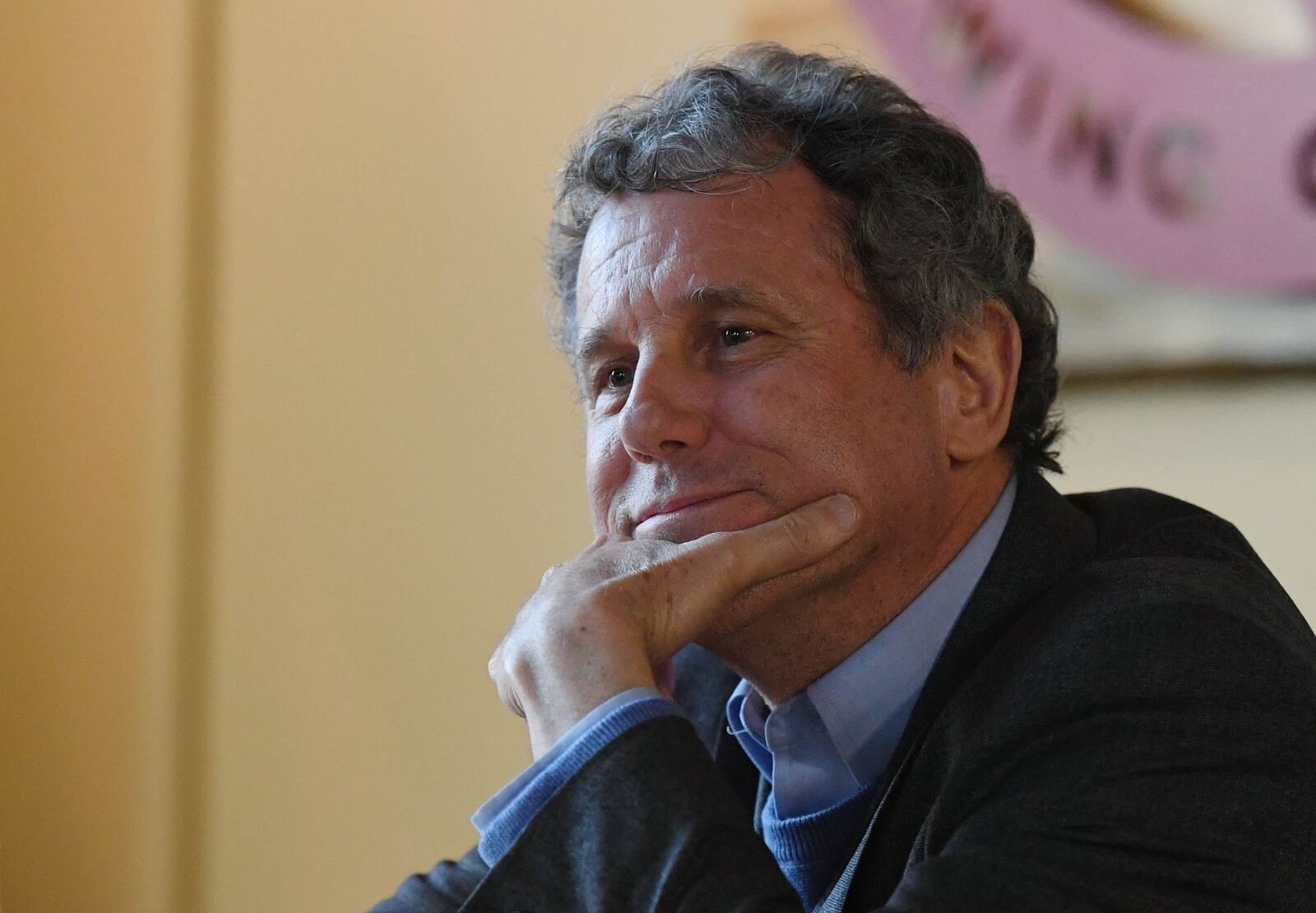 HENDERSON, NEVADA - FEBRUARY 23: U.S. Sen. Sherrod Brown (D-OH) waits as he is introduced at the Lovelady Brewing Company as part of the Nevada Democratic Party’s lecture series, “Local Brews + National Views” on February 23, 2019 in Henderson, Nevada. Brown, a potential Democratic presidential candidate, met with voters as part of his Dignity of Work listening tour of early-voting primary states. (Photo by Ethan Miller/Getty Images)