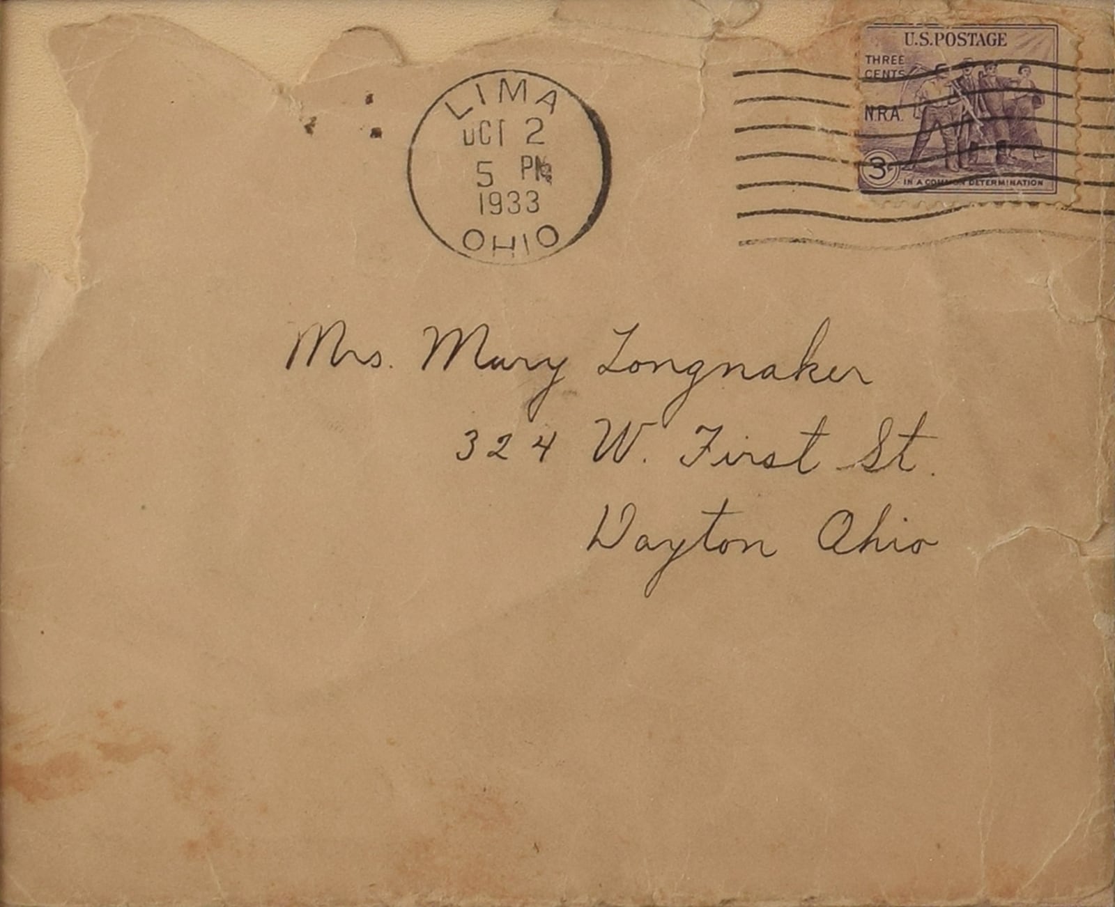 A letter written by the gangster John Dillinger to the Dayton woman he loved, Mary Longnacker, went up for bid by RR Auction.