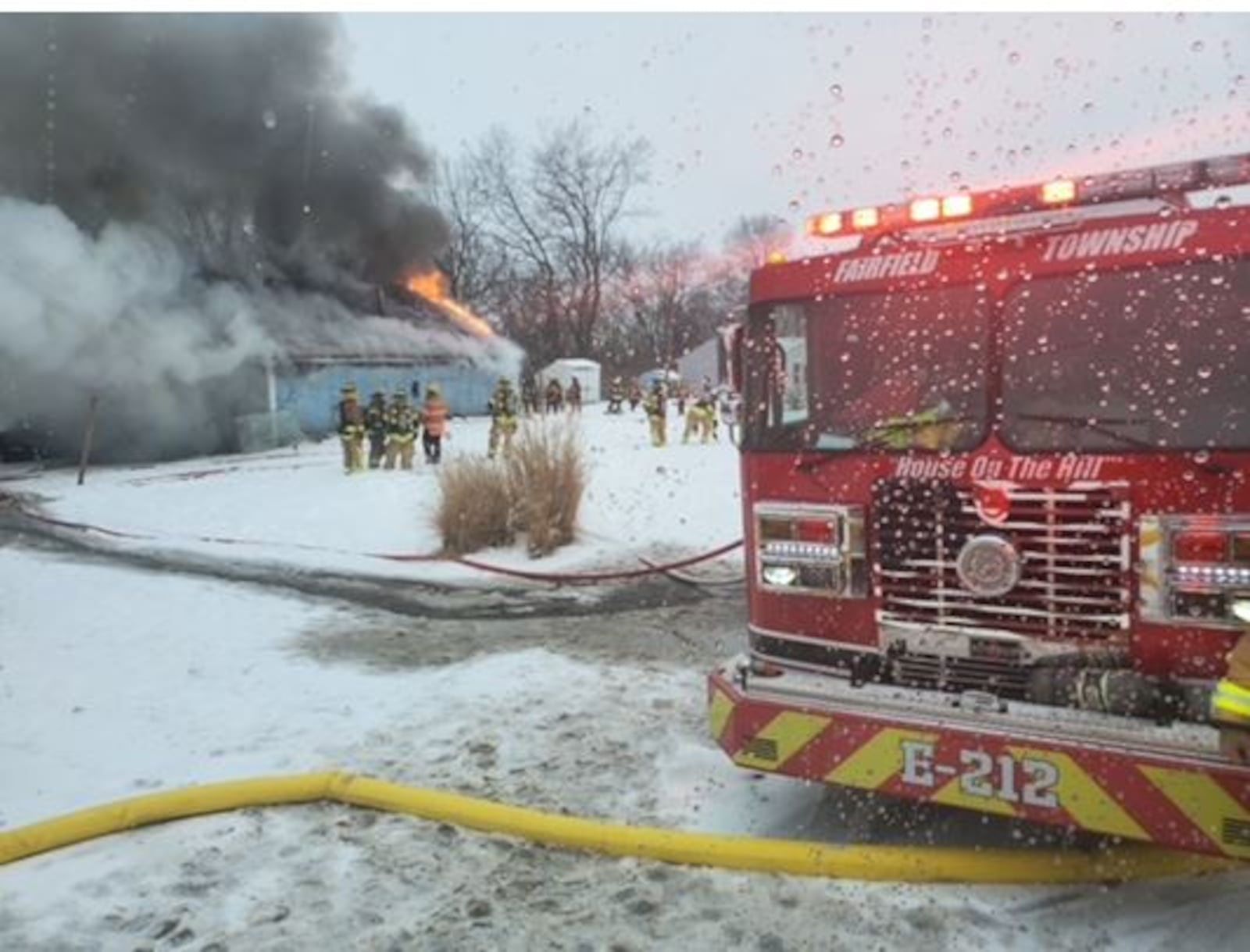 During Monday's snow storm Fairfield Twp. firefighters were called to a garage fire on Parrish Avenue SUBMITTED