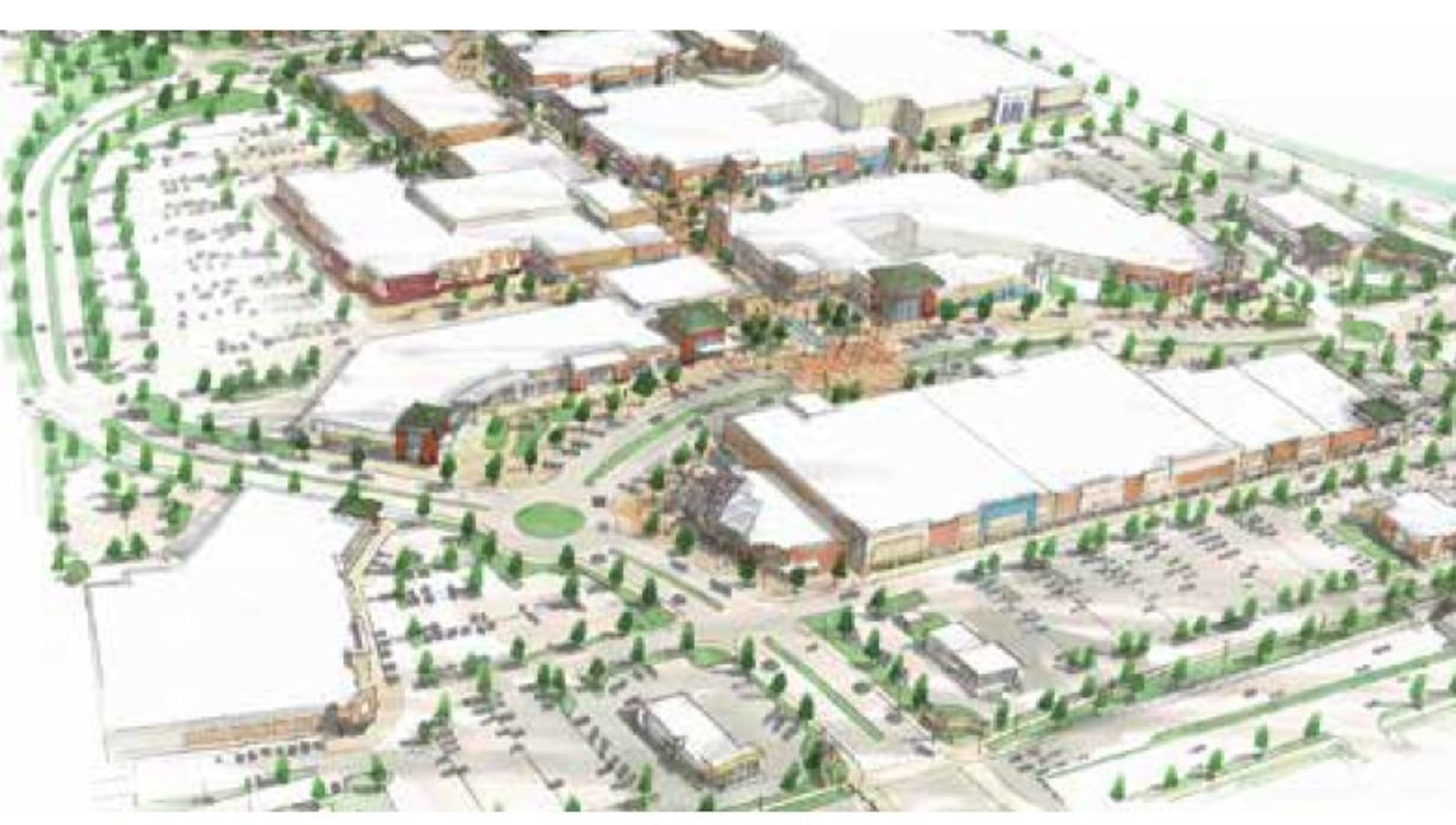 KZF Design submitted a concept plan to Colerain Township in 2019, showing how Northgate Mall could be transformed. CONTRIBUTED/COLERAIN TWP.