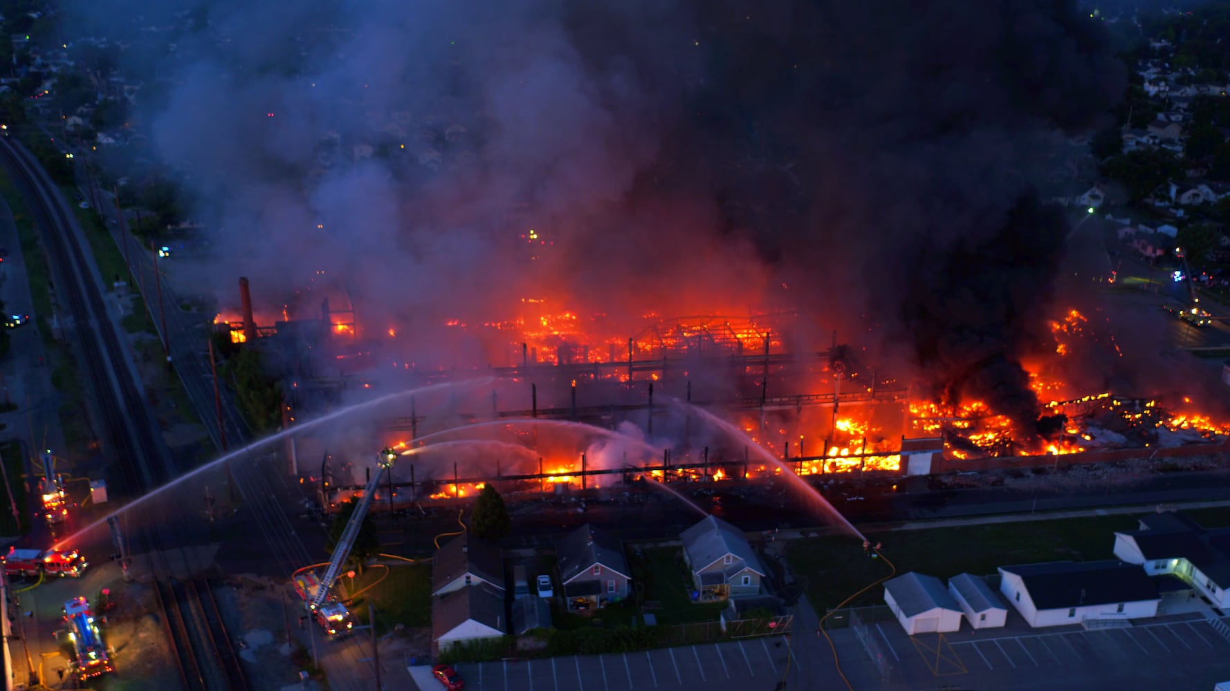 PHOTOS: Crews battle massive warehouse fire in Hamilton