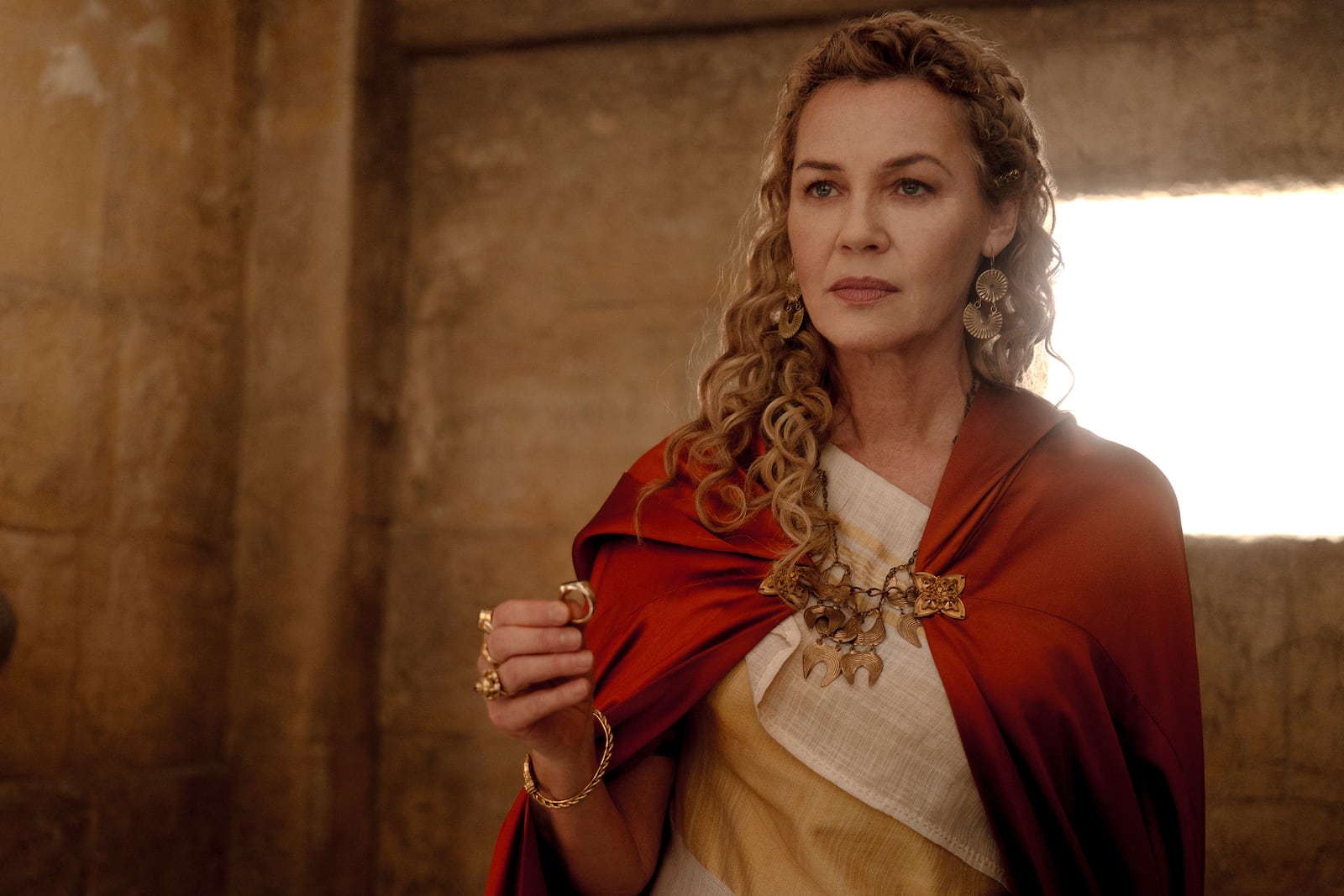 This image released by Paramount Pictures shows Connie Nielsen in a scene from "Gladiator II." (Cuba Scott/Paramount Pictures via AP)