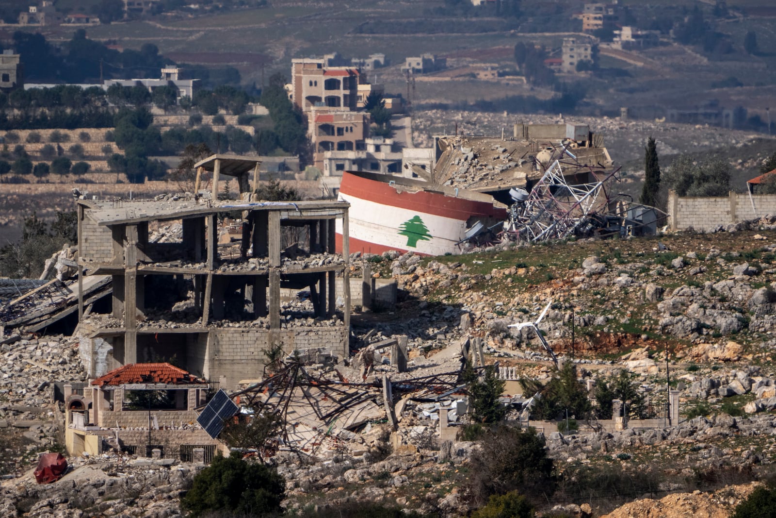 Lebanese village of Meiss El-Jabal is seen from across the border in north Israel, Thursday, Jan. 23, 2025. (AP Photo/Ariel Schalit)