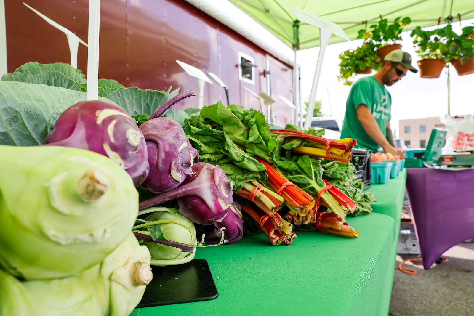 Pippin's Produce set up to sell fruits and vegetables for the inaugural Middletown Farmers Market Wednesday, June 14, 2023 in the parking lot near the bus depot at the corner of 1st Avenue and Verity Parkway. The farmers market will run every other Wednesday for 3-7p.m. with a variety of vendors. NICK GRAHAM/STAFF 