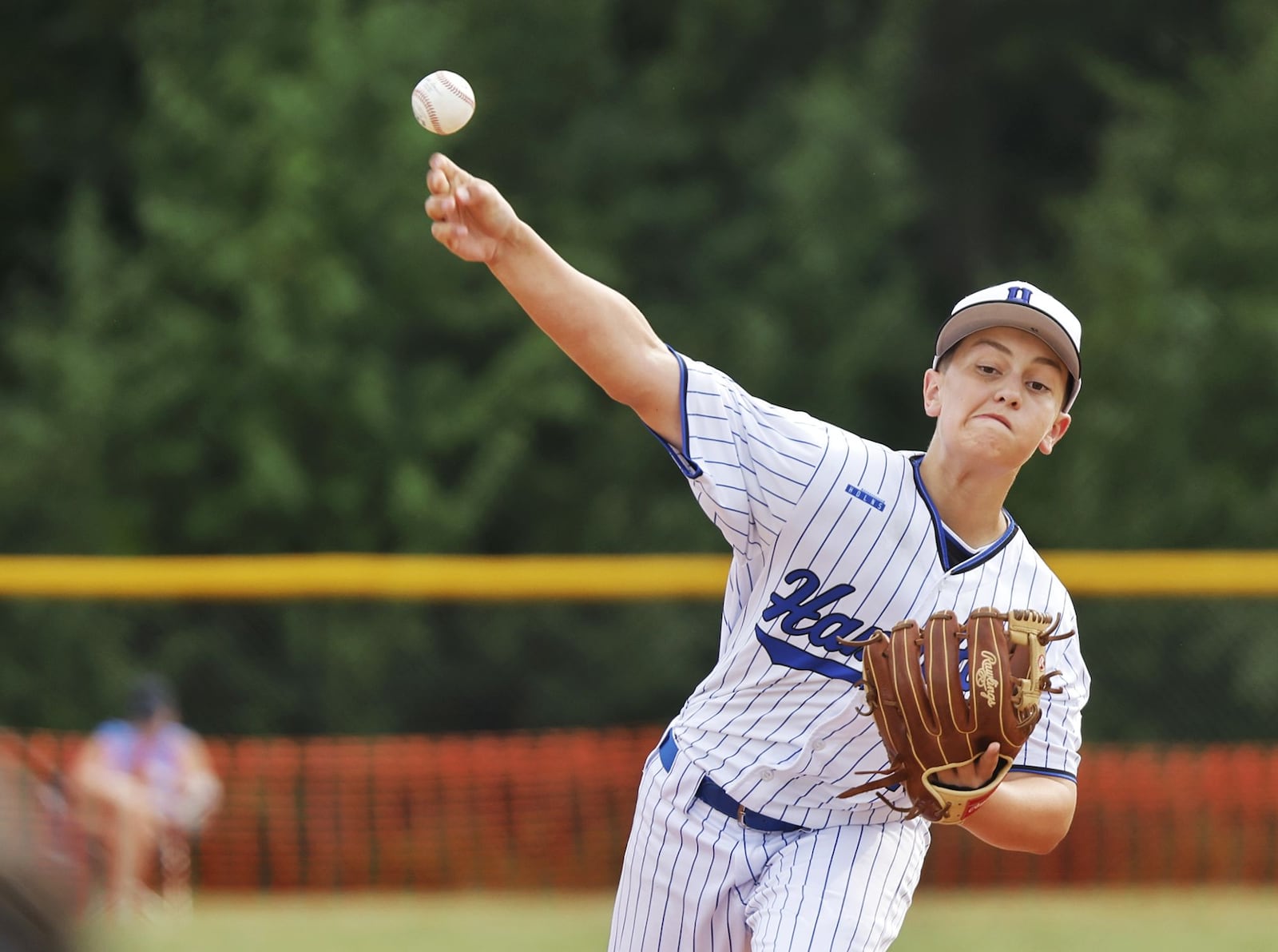 Hamilton’s Maddox Jones pitches during Hamilton West Side Little League's 10-1 win over Loveland in District 9 Little League championship Monday, July 11, 2022 at Home of the Brave Park in Loveland. NICK GRAHAM/STAFF