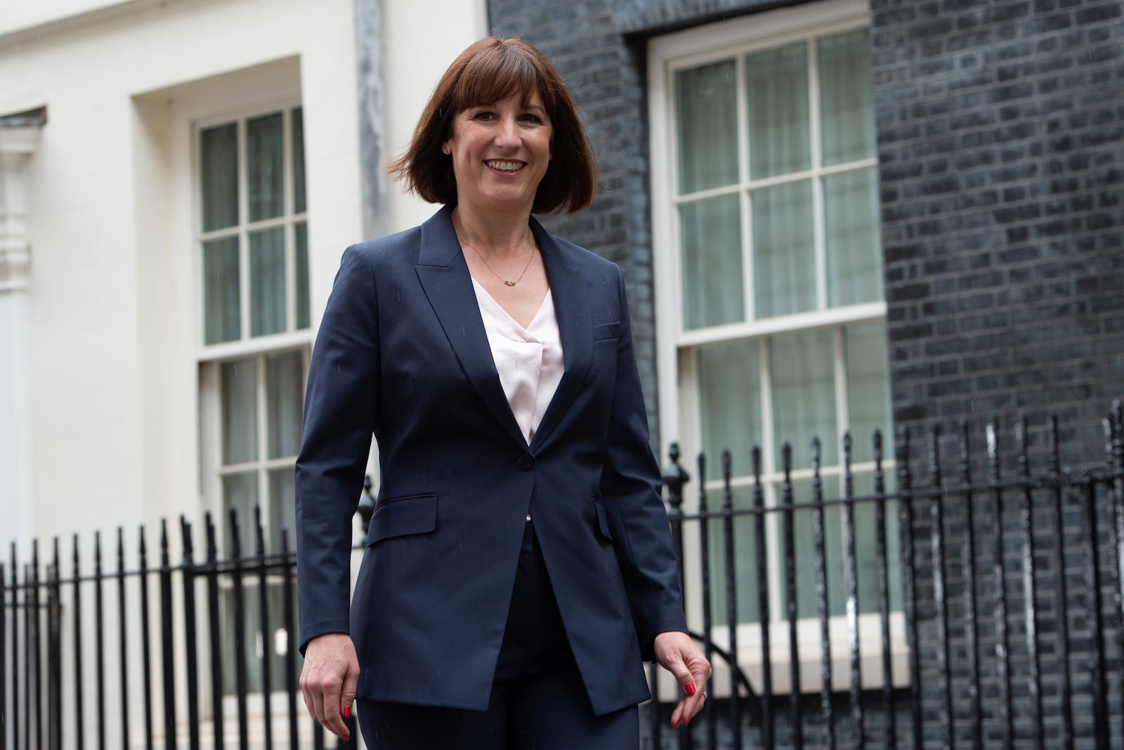 FILE - Britain's Chancellor of the Exchequer Rachel Reeves leaves Downing Street in London, on July 5, 2024. (AP Photo/Thomas Krych, File)