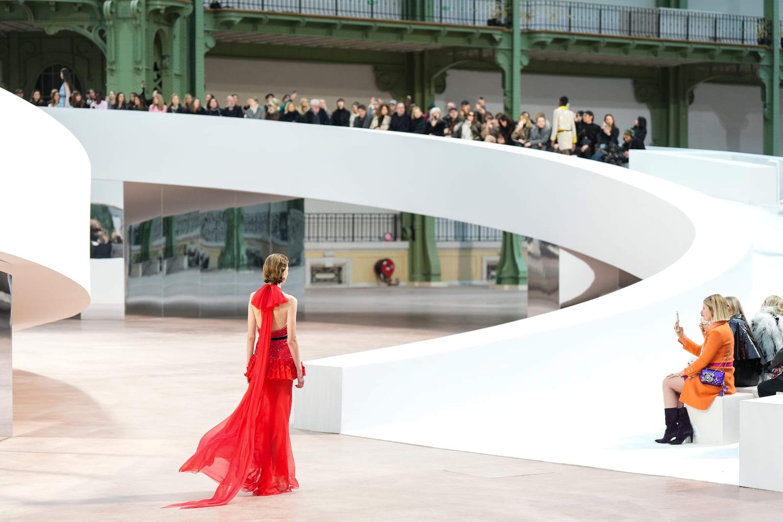 A model wears a creation as part of the Chanel Haute Couture Spring Summer 2025 collection, that was presented in Paris, Tuesday, Jan. 28, 2025. (AP Photo/Lewis Joly).